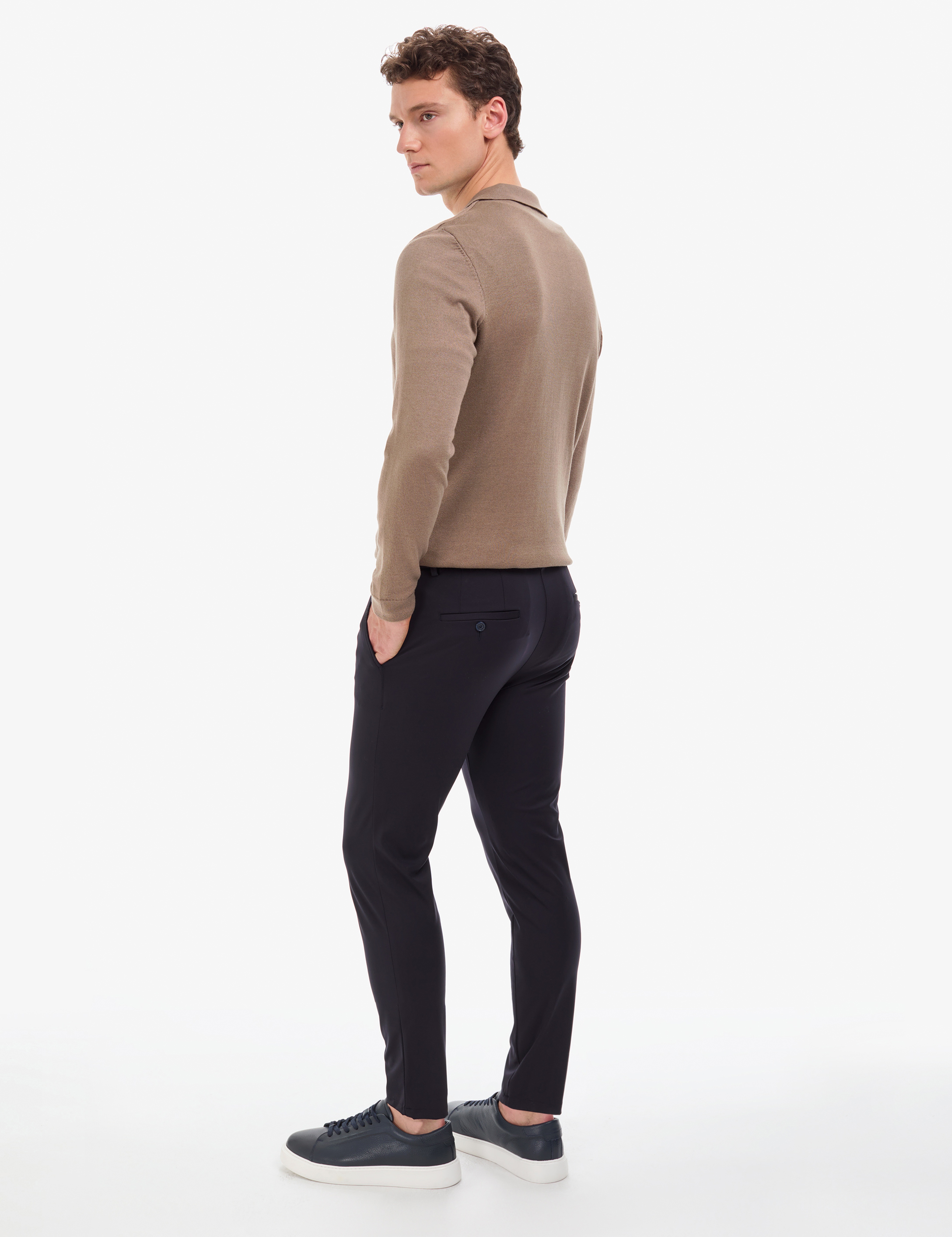 Lacivert Klasik Jogger Beli Kordonlu Pantolon
