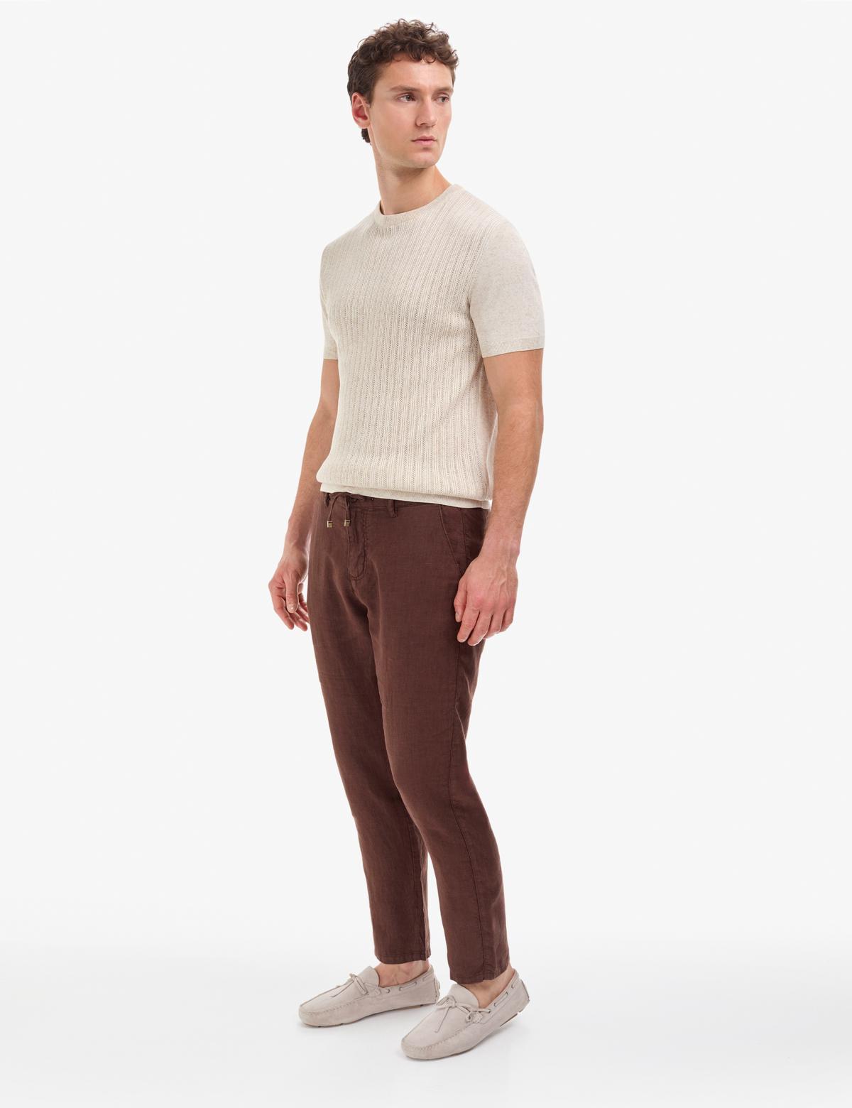 Koyu Kahverengi Carrot Fit Kanvas Pantolon - 50320846394