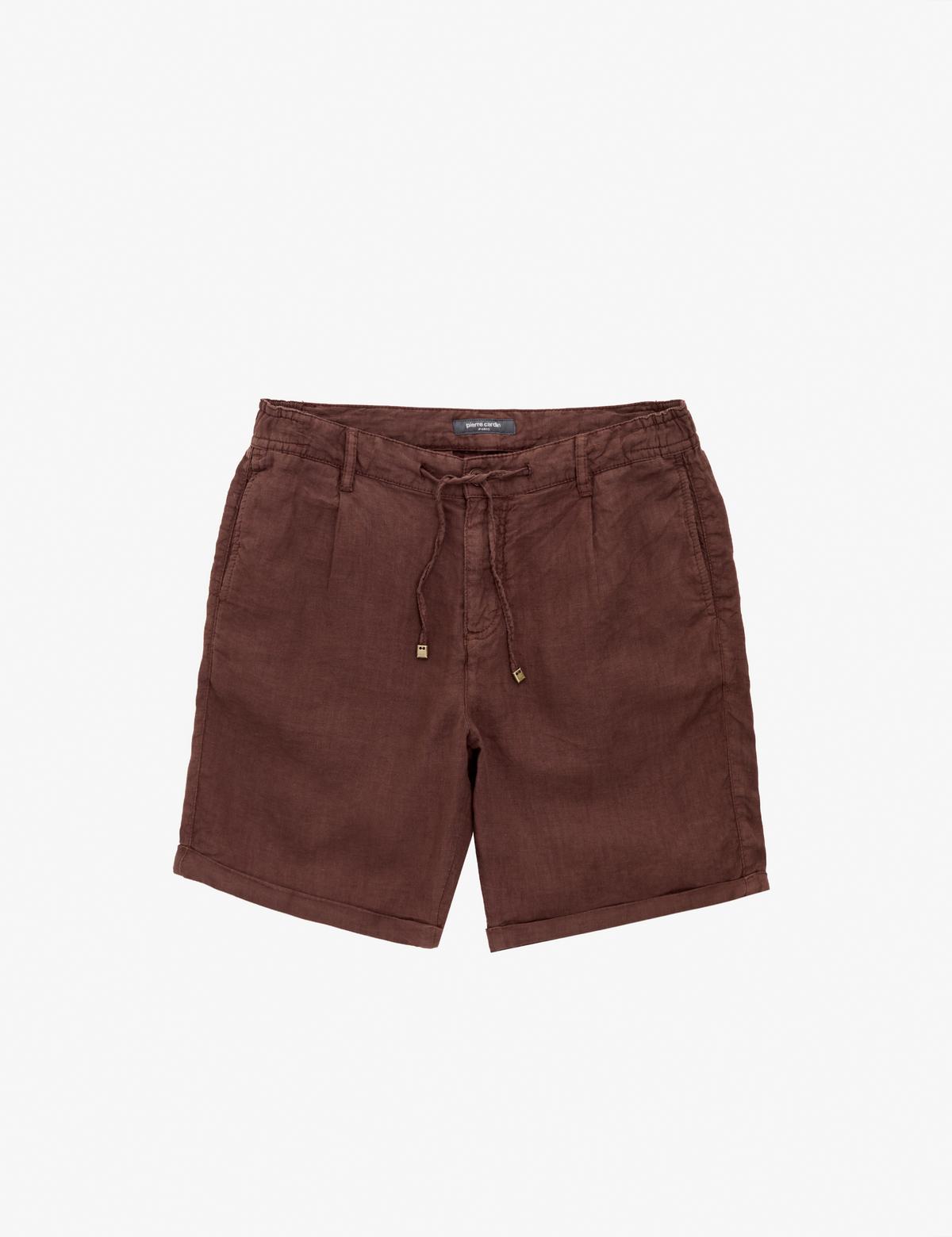 Koyu Kahverengi Slim Fit Dokuma Şort - 50321827136