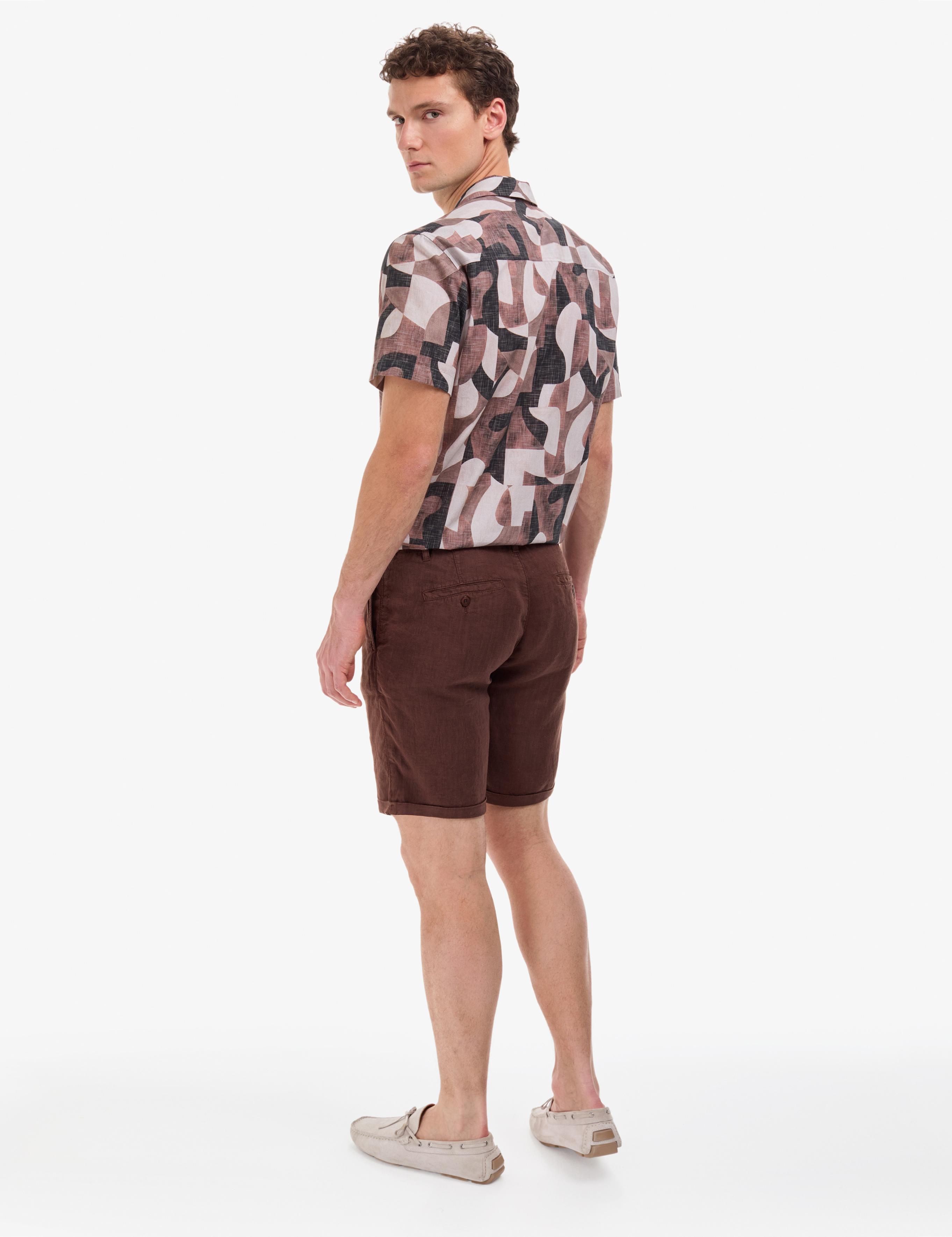 Koyu Kahverengi Slim Fit Dokuma Şort