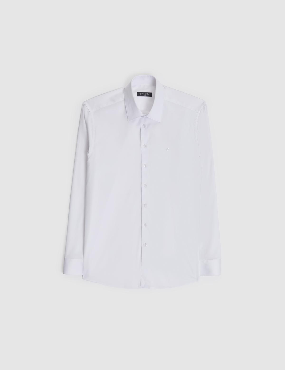 Beyaz Slim Fit Uzun Kollu Esnek Basic Gömlek - 50325162014