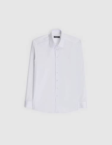 Beyaz Slim Fit Uzun Kollu Esnek Basic Gömlek