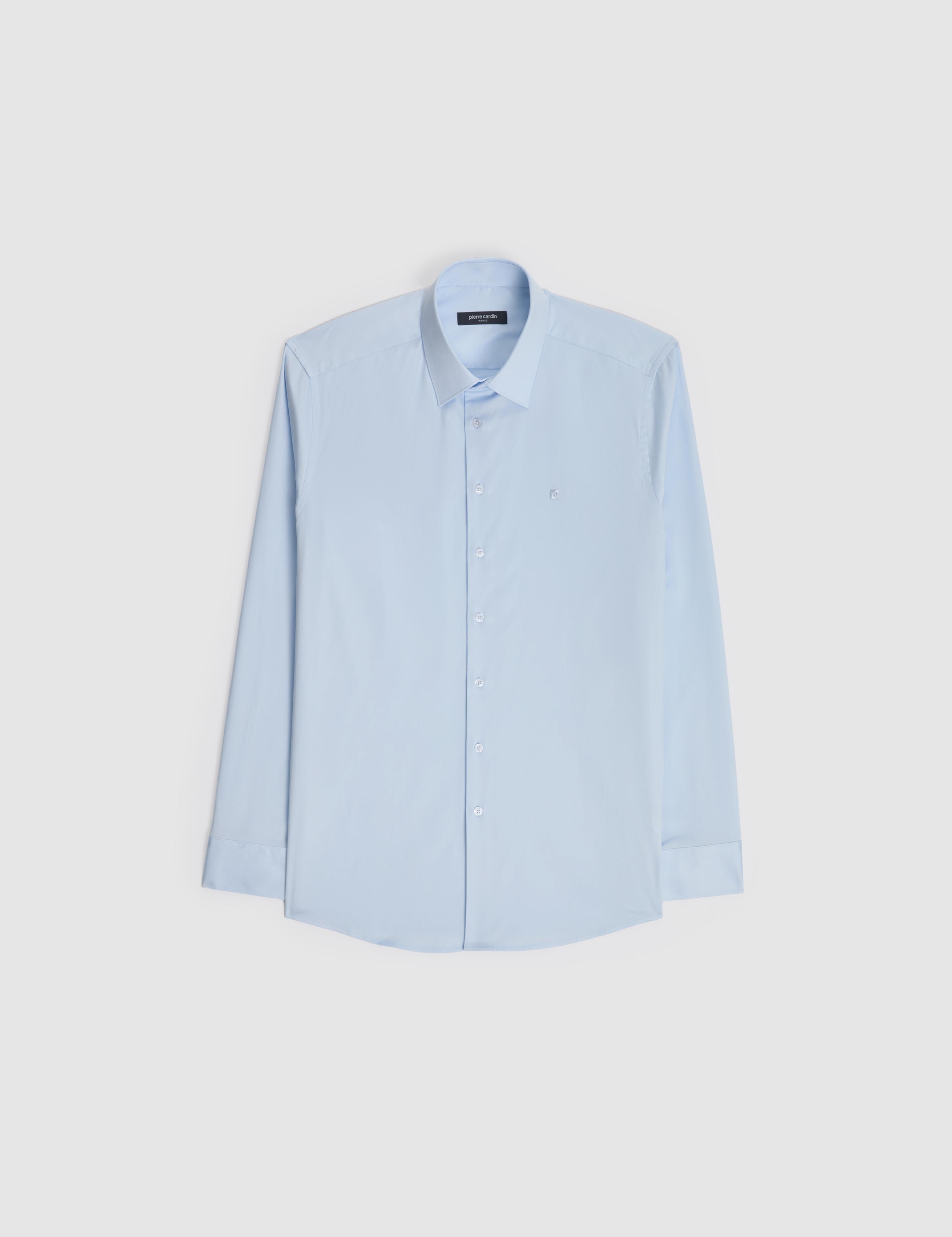 Açık Mavi Slim Fit Uzun Kollu Esnek Basic Gömlek