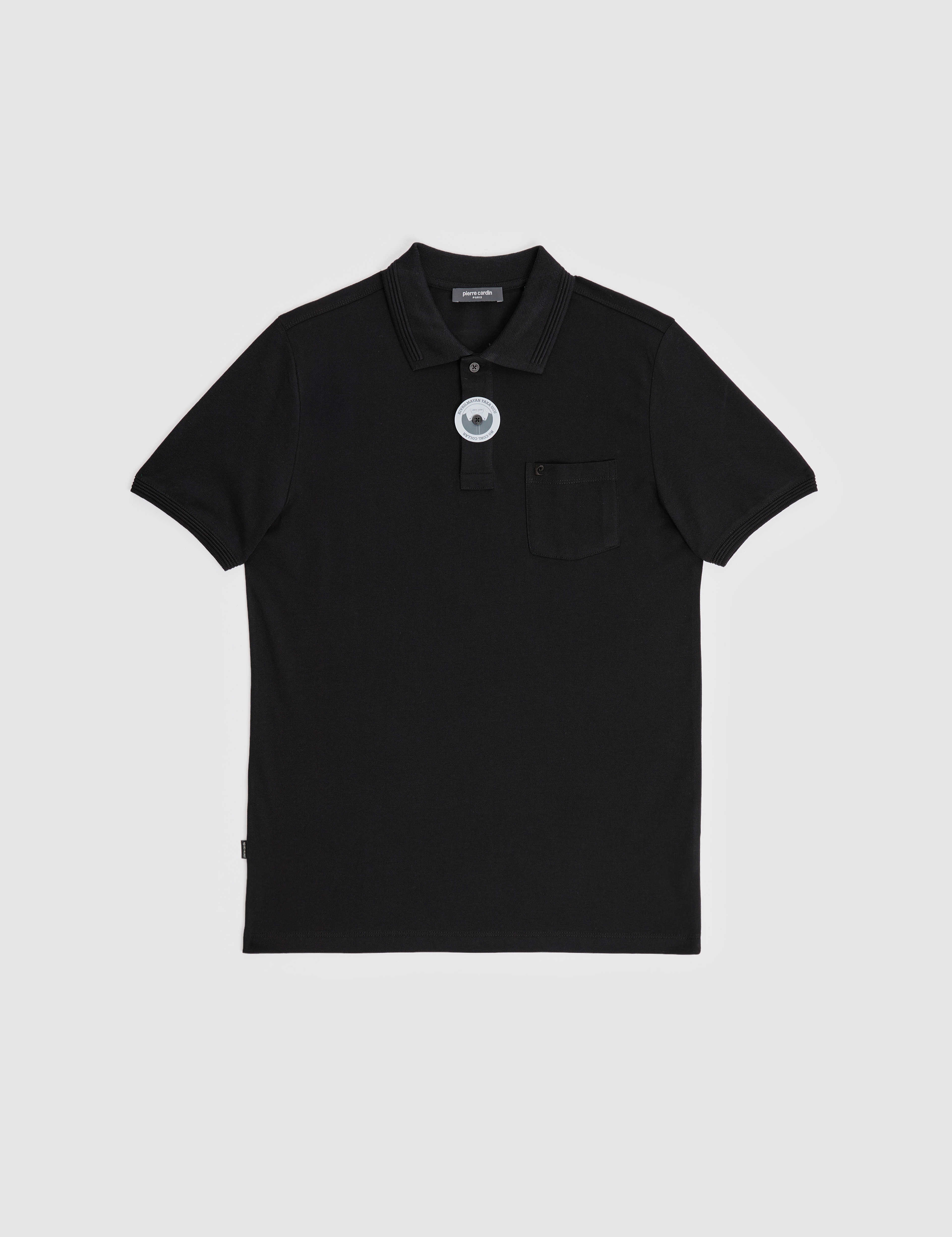 Siyah Regular Fit %100 Pamuk Düğmeli Polo Yaka Basic Tişört - Image 6