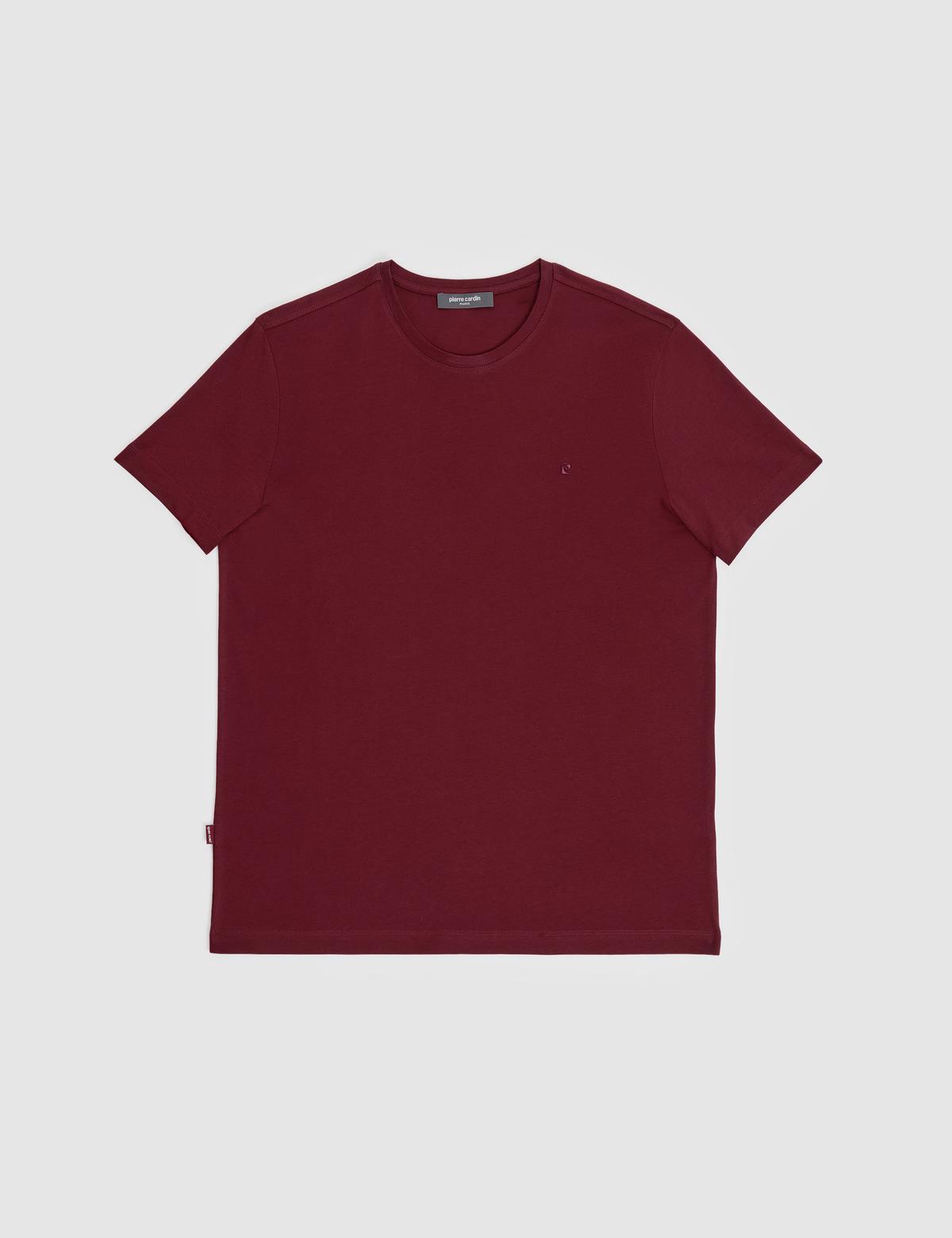 Bordo Slim Fit %100 Pamuk Bisiklet Yaka Basic Tişört - 50325307034