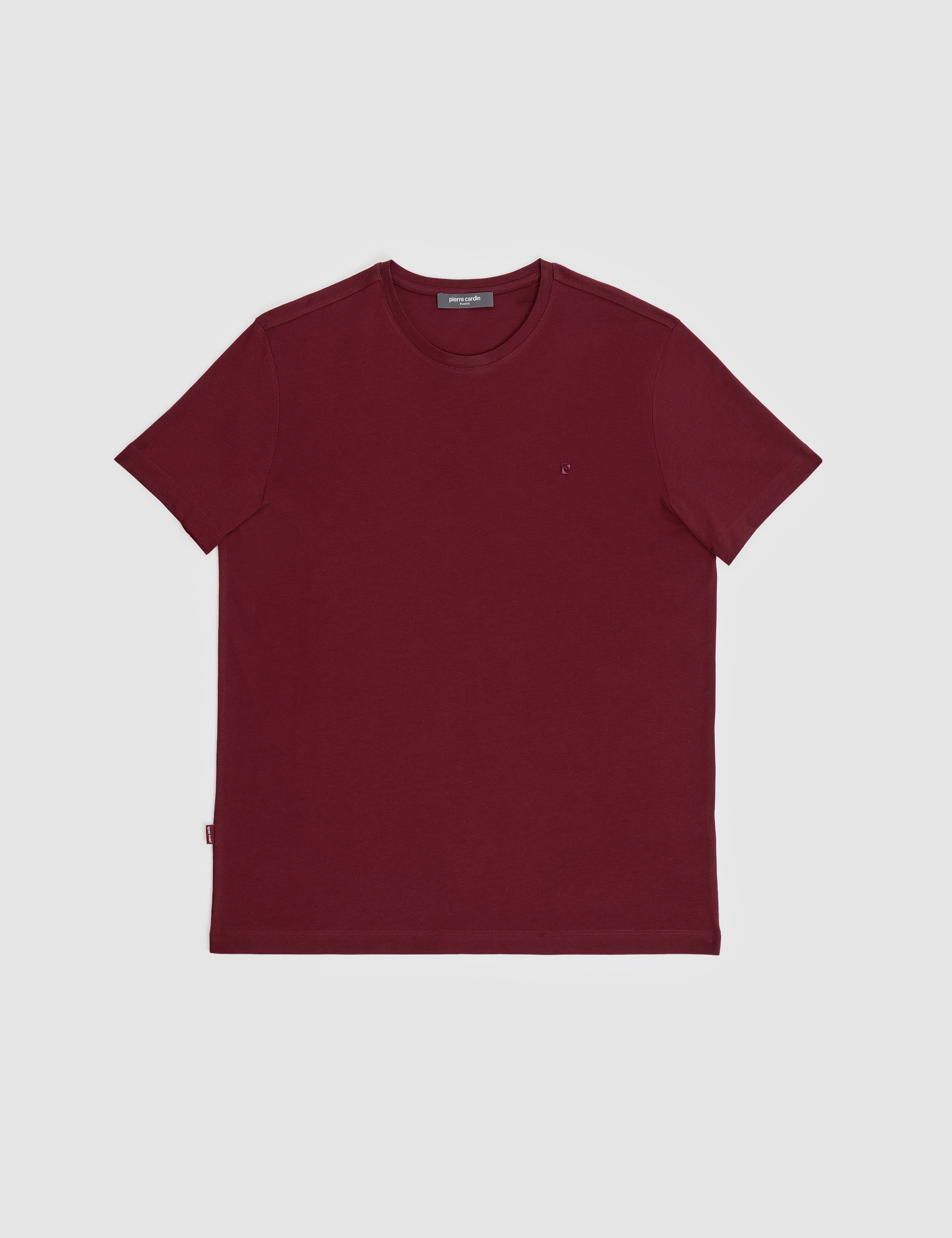 Bordo Slim Fit %100 Pamuk Bisiklet Yaka Basic Tişört - Image 6
