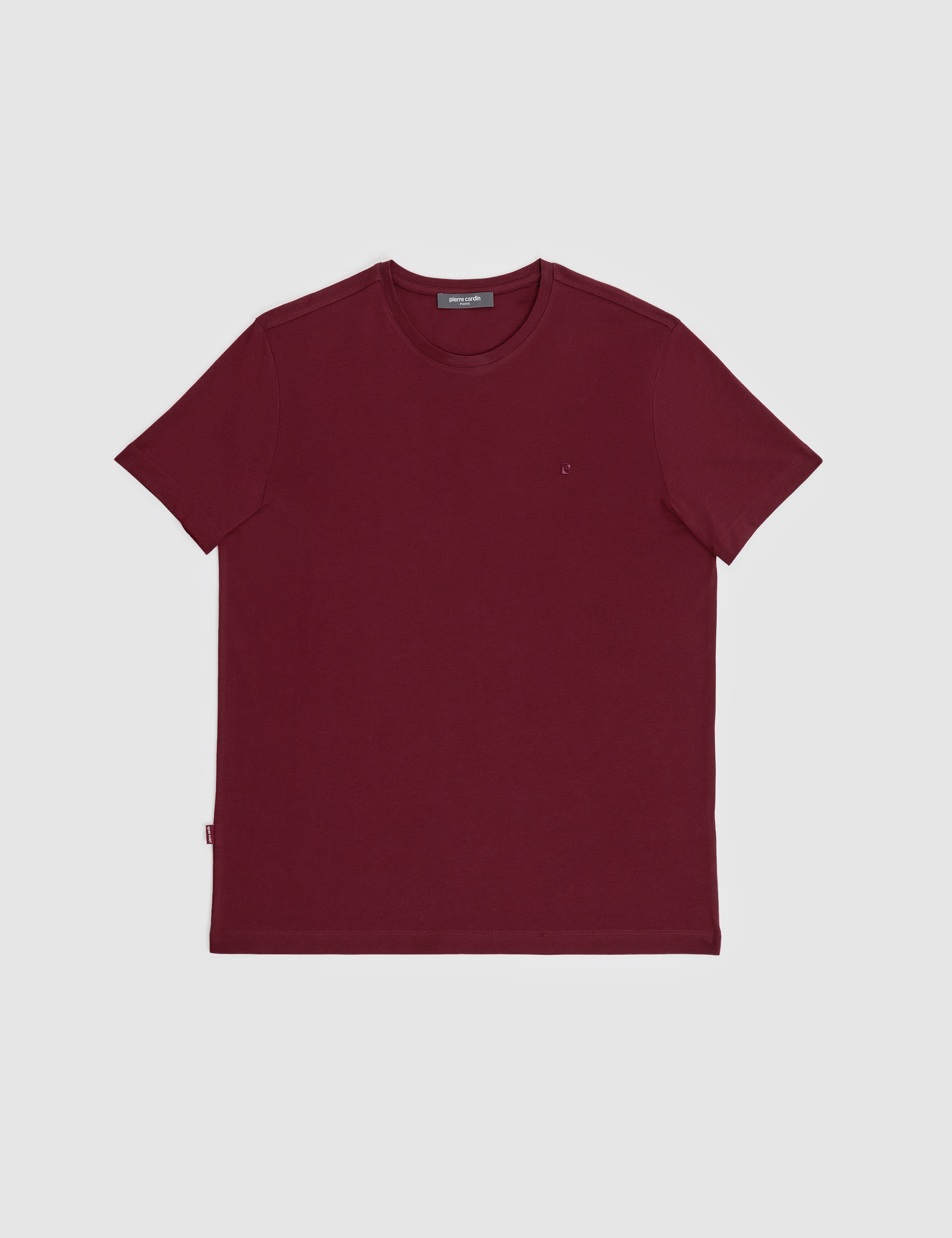 Bordo Slim Fit %100 Pamuk Bisiklet Yaka Basic Tişört