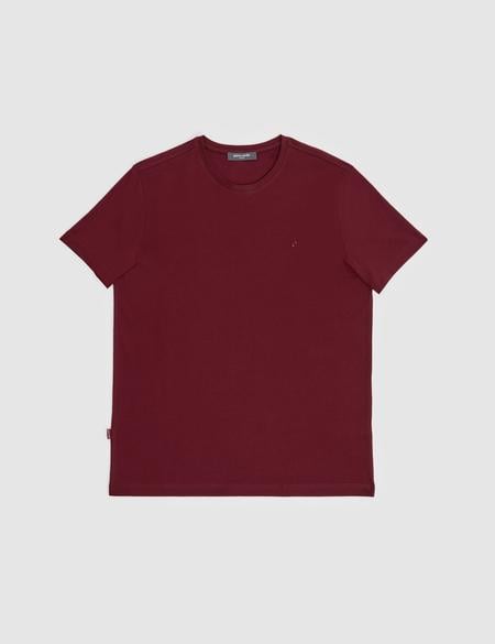 Bordo Slim Fit %100 Pamuk Bisiklet Yaka Basic Tişört - 50325307034