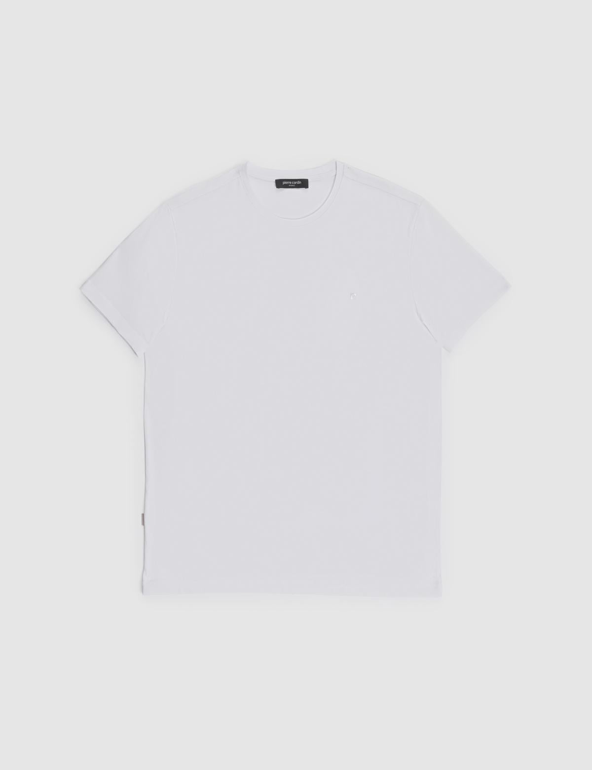 Beyaz Slim Fit %100 Pamuk Bisiklet Yaka Basic Tişört - 50325307142