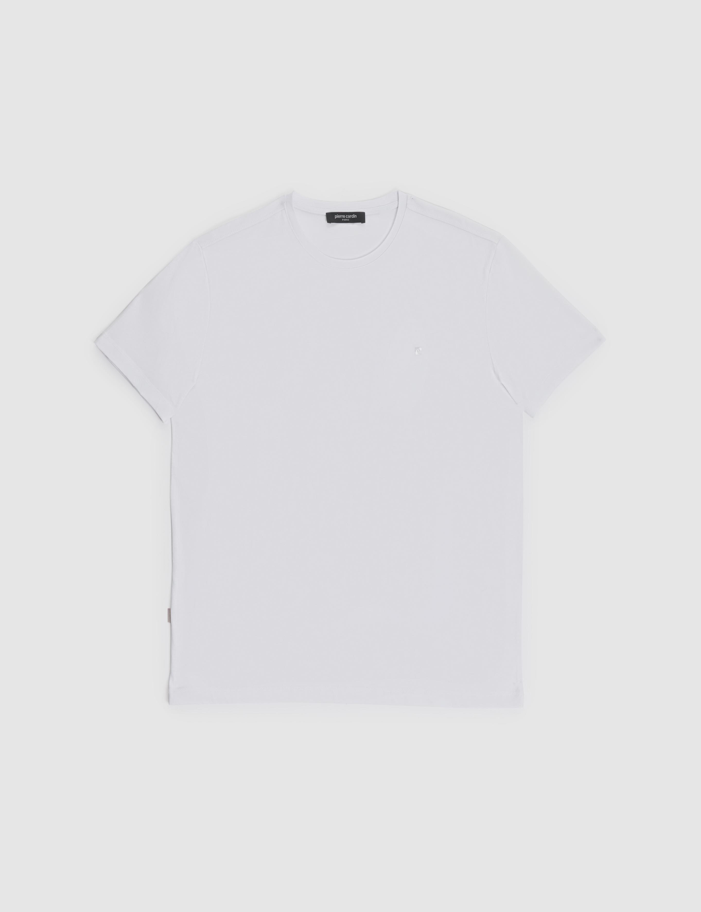 Beyaz Slim Fit %100 Pamuk Bisiklet Yaka Basic Tişört