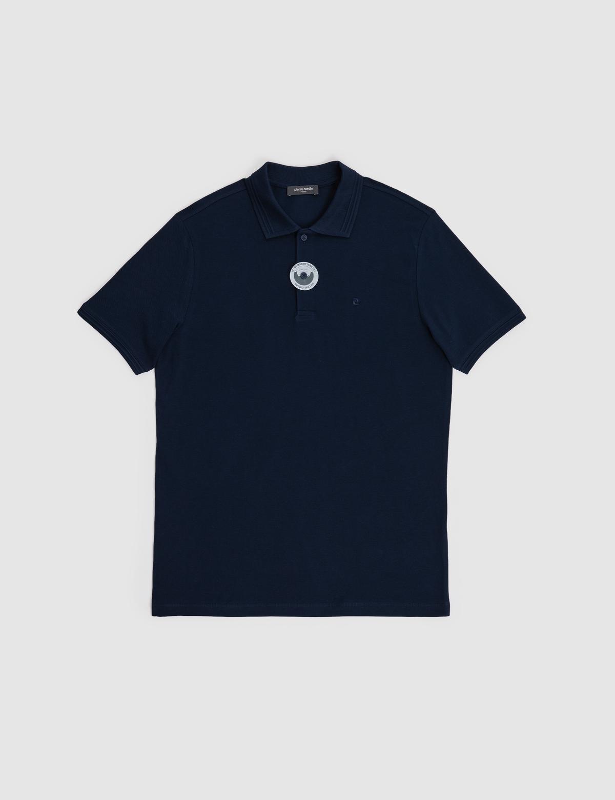 Lacivert Regular Fit %100 Pamuk Kıvrılmaz Düğmeli Polo Yaka Basic Tişört - 50325312059