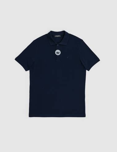 Lacivert Regular Fit %100 Pamuk Kıvrılmaz Düğmeli Polo Yaka Basic Tişört