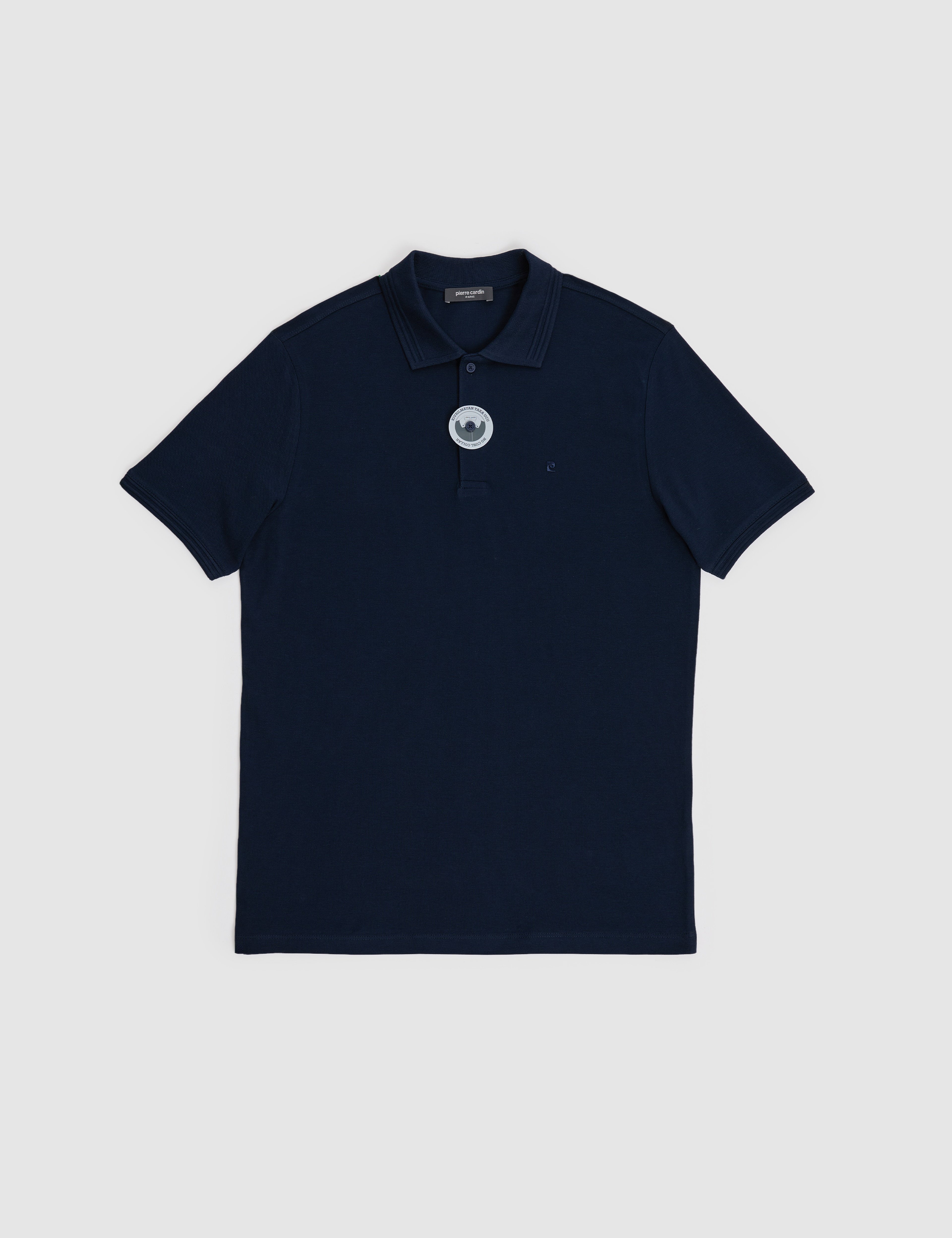 Lacivert Regular Fit %100 Pamuk Kıvrılmaz Düğmeli Polo Yaka Basic Tişört