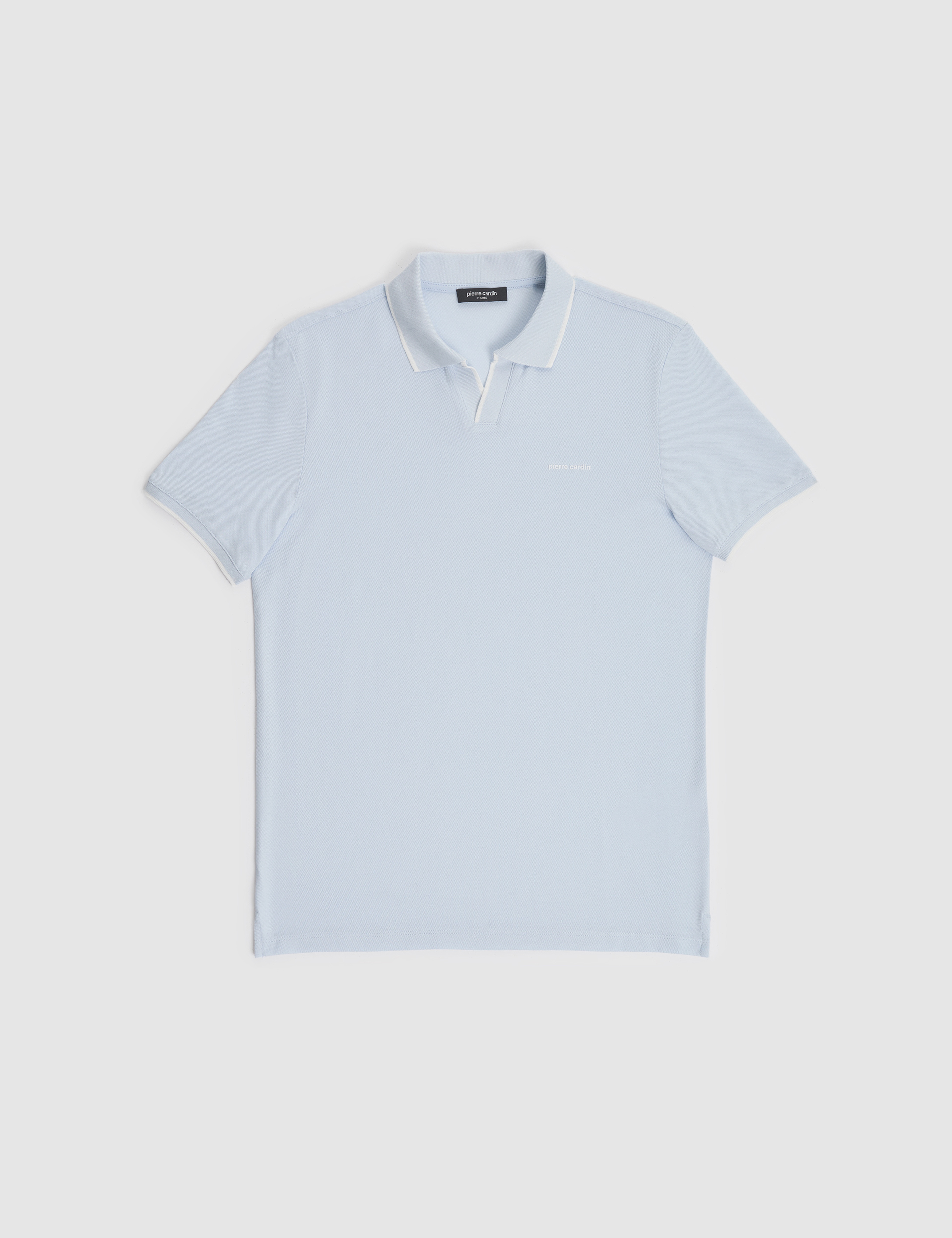 Açık Mavi Slim Fit %100 Pamuk Apaş Yaka Tişört - Image 6