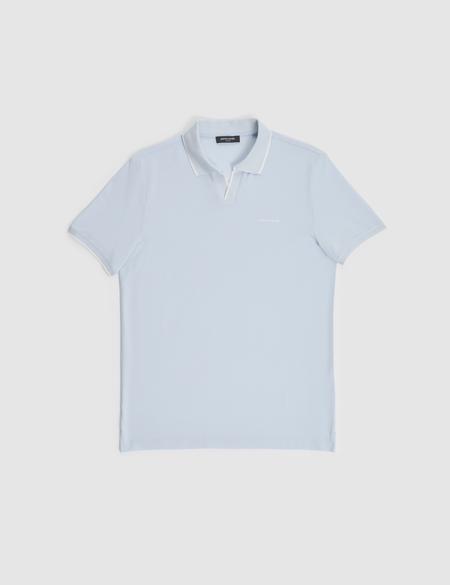 Açık Mavi Slim Fit %100 Pamuk Apaş Yaka Tişört - 50321029037