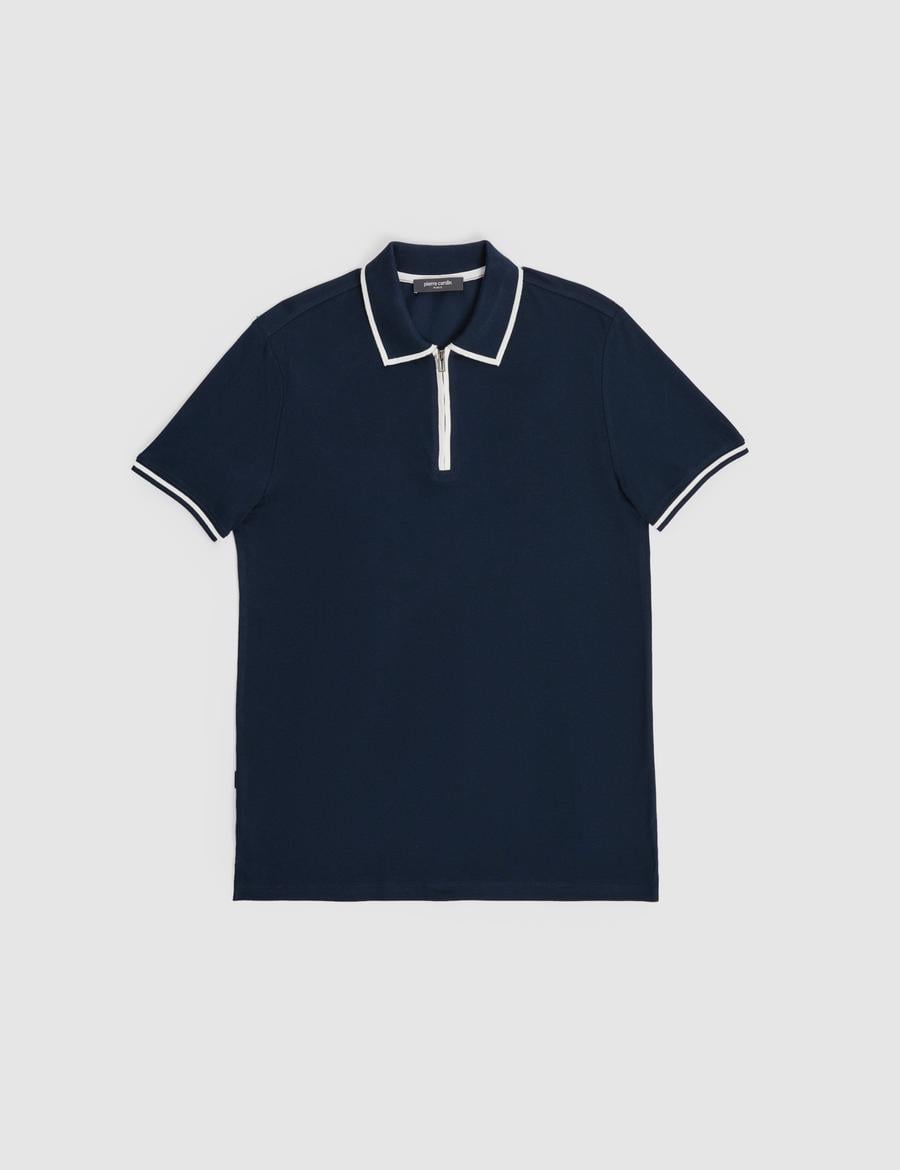 Lacivert Slim Fit %100 Pamuk Polo Yaka Tişört