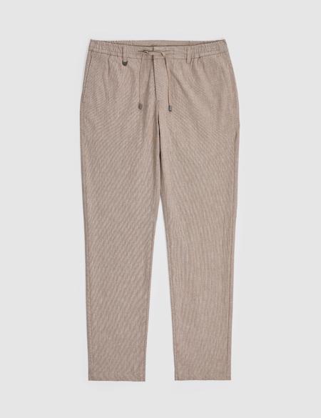 Açık Kahverengi Ex. Slim Fit Beli Kordonlu Pamuk Keten Karışımlı Pantolon - 50324275006