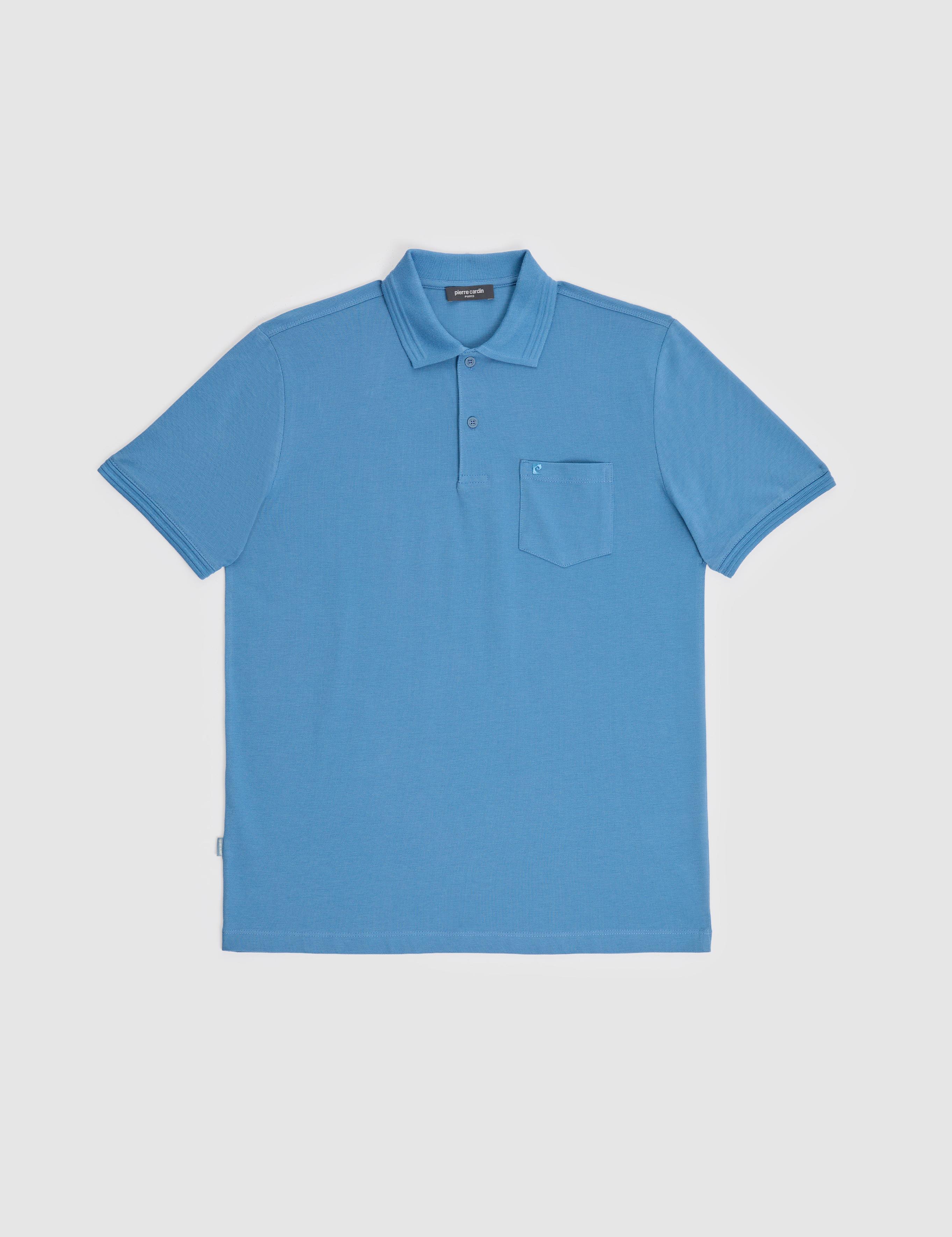 Koyu Mavi Regular Fit %100 Pamuk Kıvrılmaz Düğmeli Polo Yaka Basic Tişört