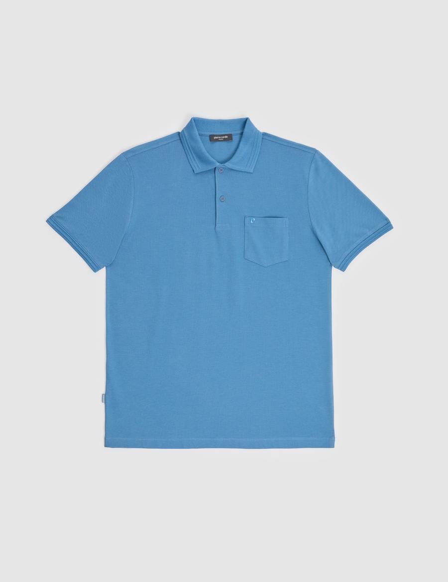 Koyu Mavi Regular Fit %100 Pamuk Kıvrılmaz Düğmeli Polo Yaka Basic Tişört