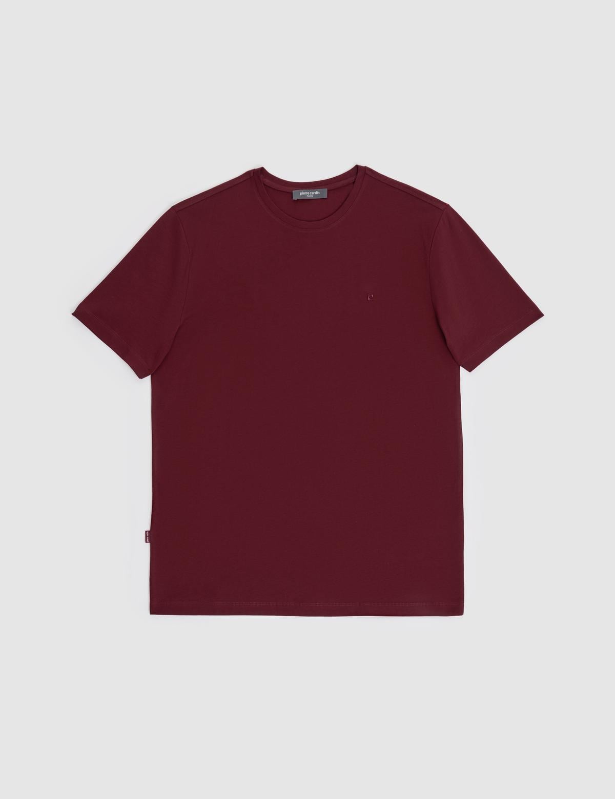 Bordo Regular Fit %100 Pamuk Bisiklet Yaka Basic Tişört - 50325299019