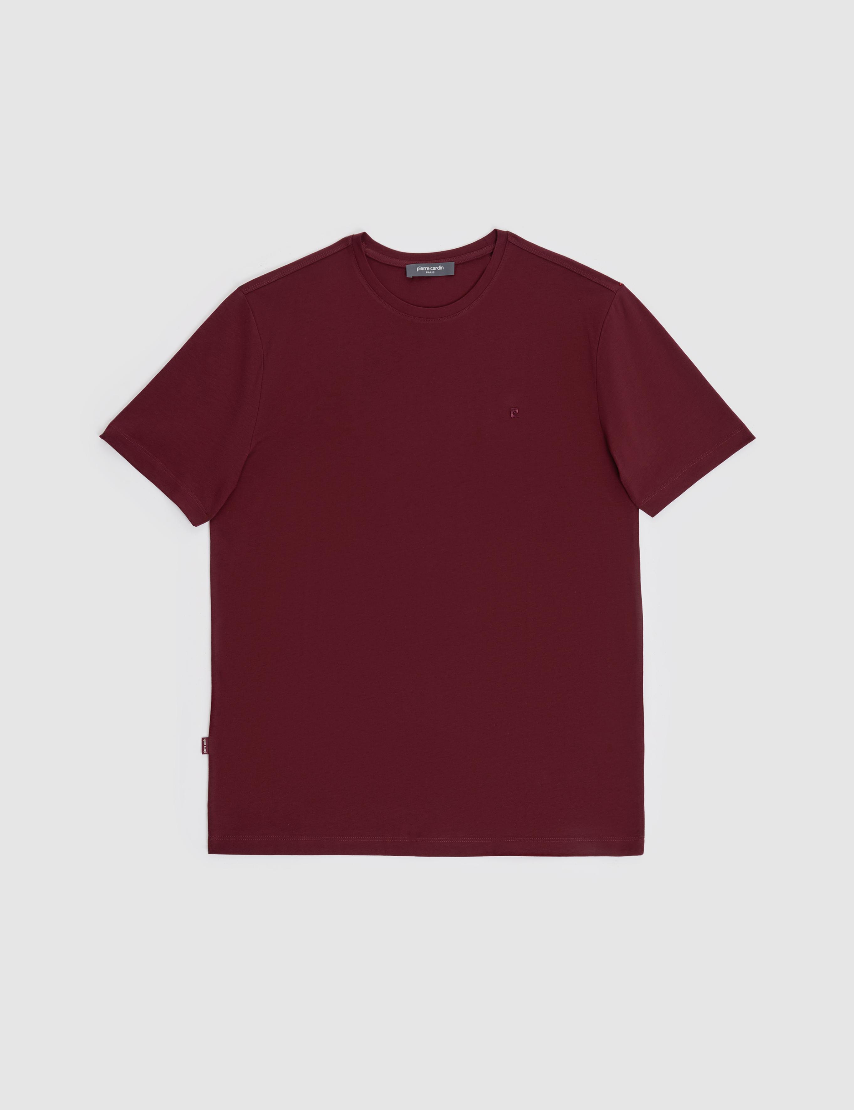 Bordo Regular Fit %100 Pamuk Bisiklet Yaka Basic Tişört