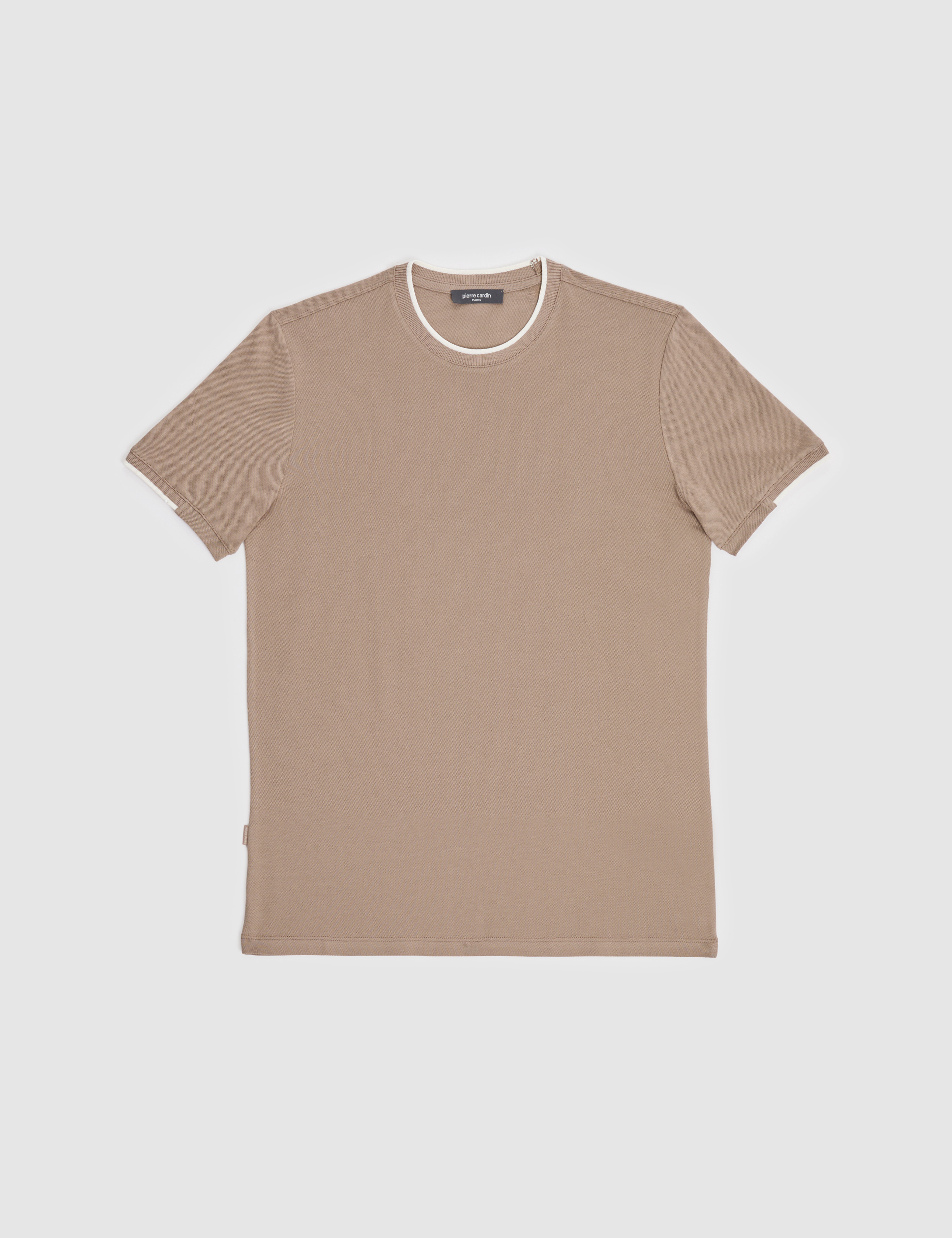 Kahverengi Slim Fit %100 Pamuk Bisiklet Yaka Tişört - Image 6