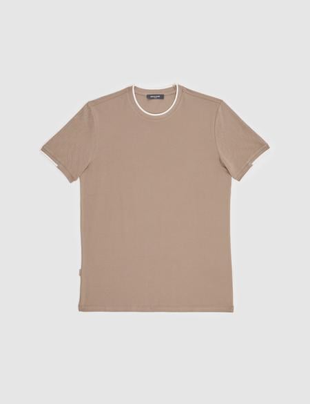 Kahverengi Slim Fit %100 Pamuk Bisiklet Yaka Tişört - 50327865043