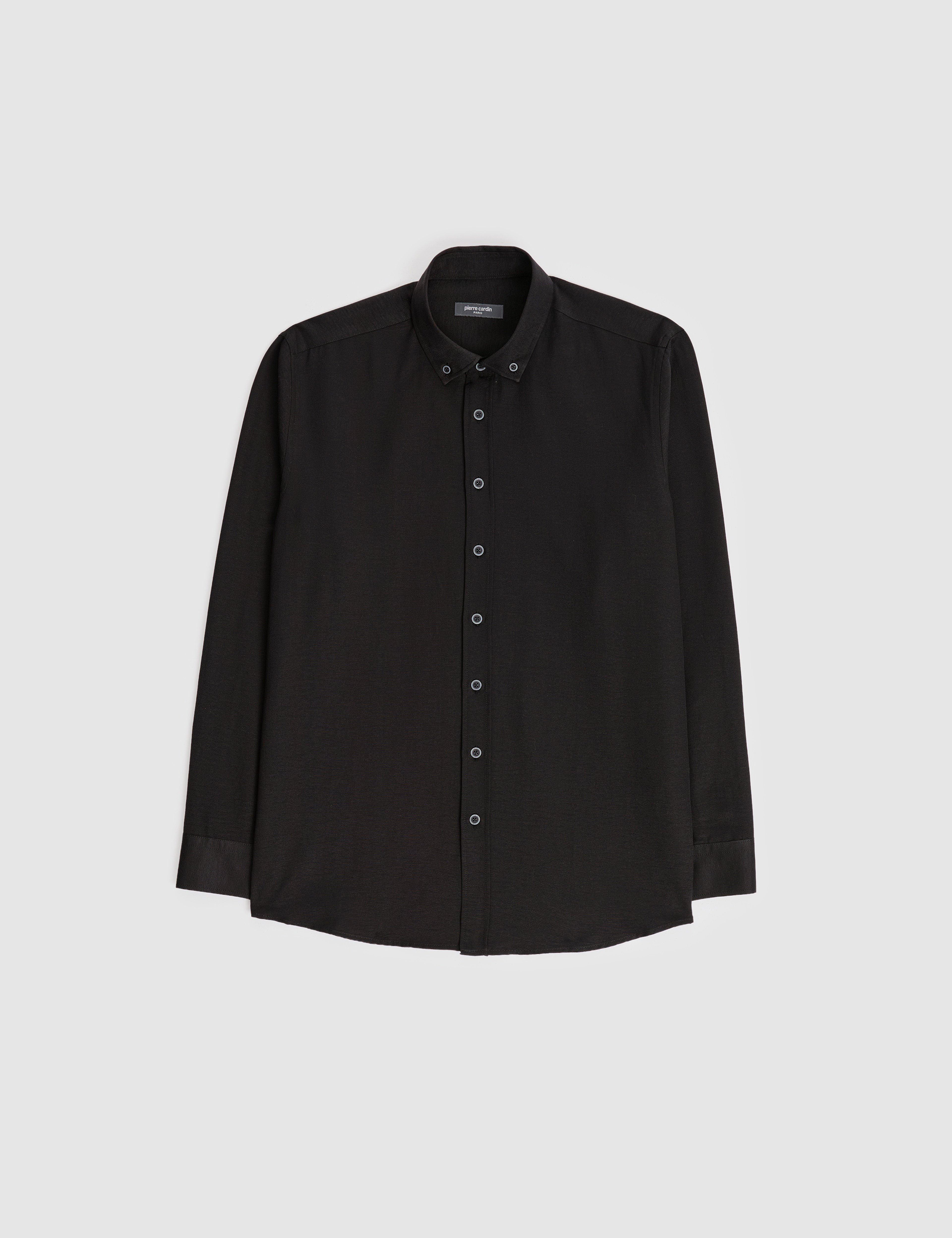 Siyah Oxford Slim Fit Kolay Ütülenebilir Gömlek - Image 6