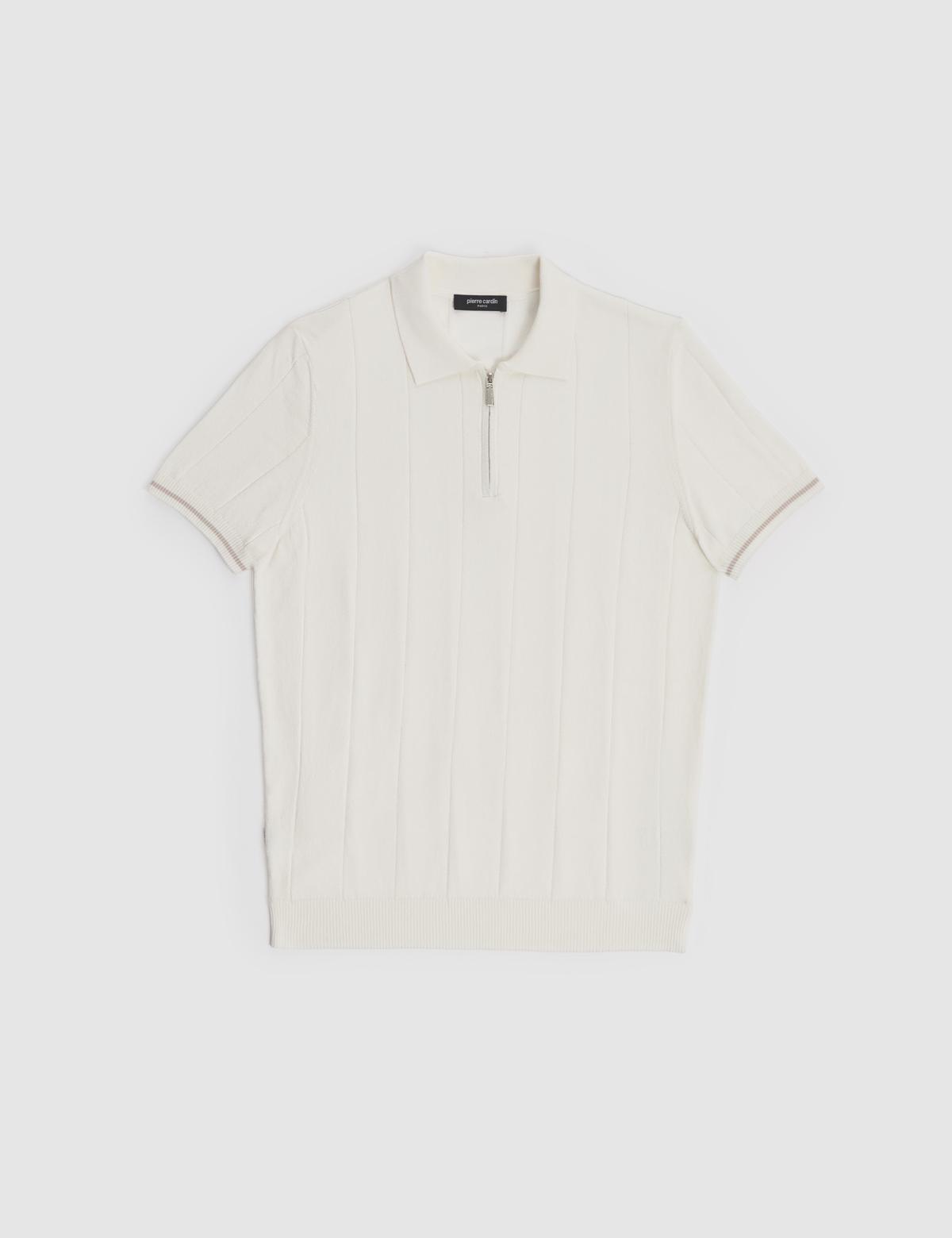 Ekru Slim Fit Polo Yaka Triko Tişört - 50320821008