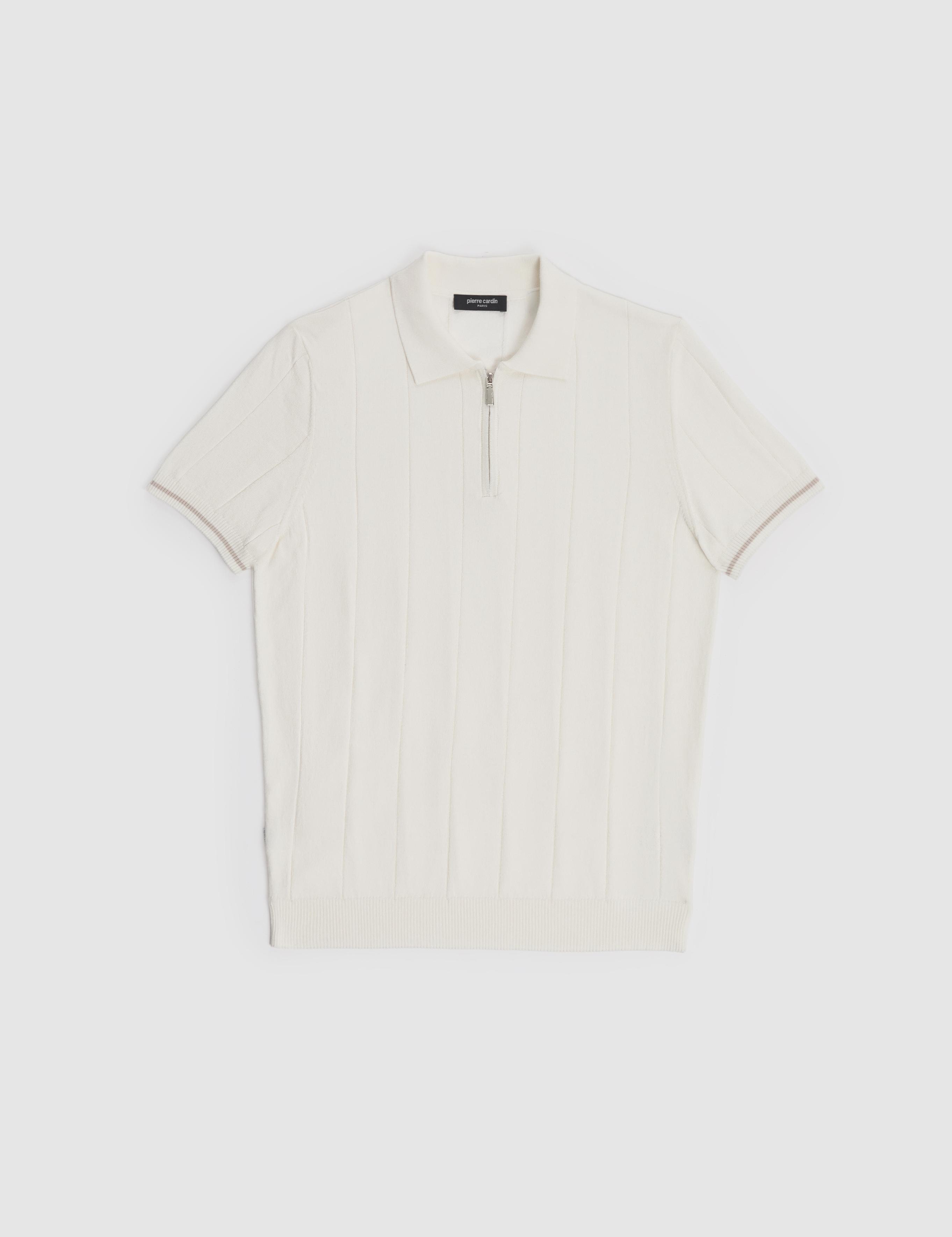 Ekru Slim Fit Polo Yaka Triko Tişört