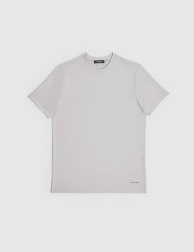 Açık Gri Regular Fit Bisiklet Yaka Basic Tişört