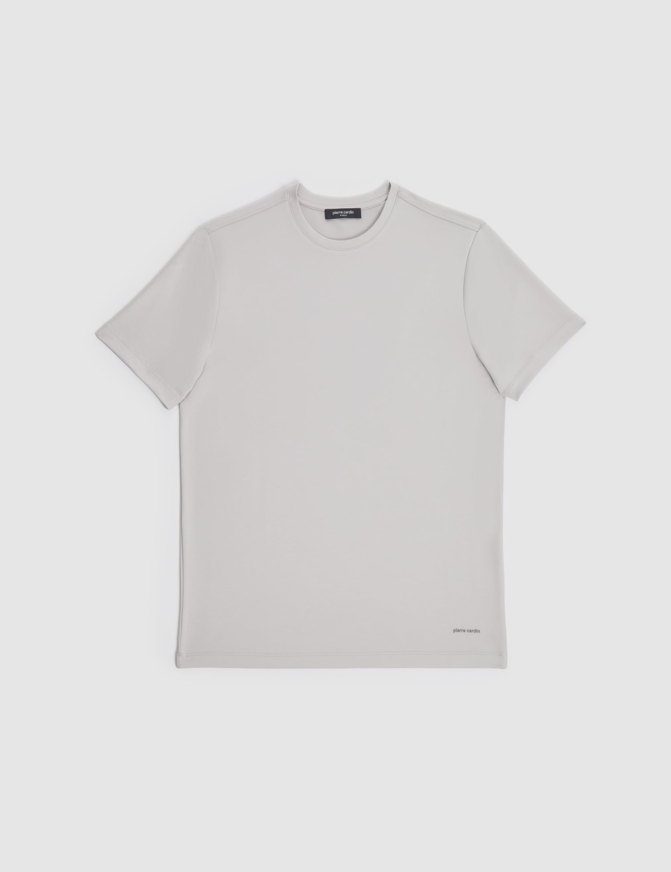 Açık Gri Regular Fit Bisiklet Yaka Basic Tişört - Image 6