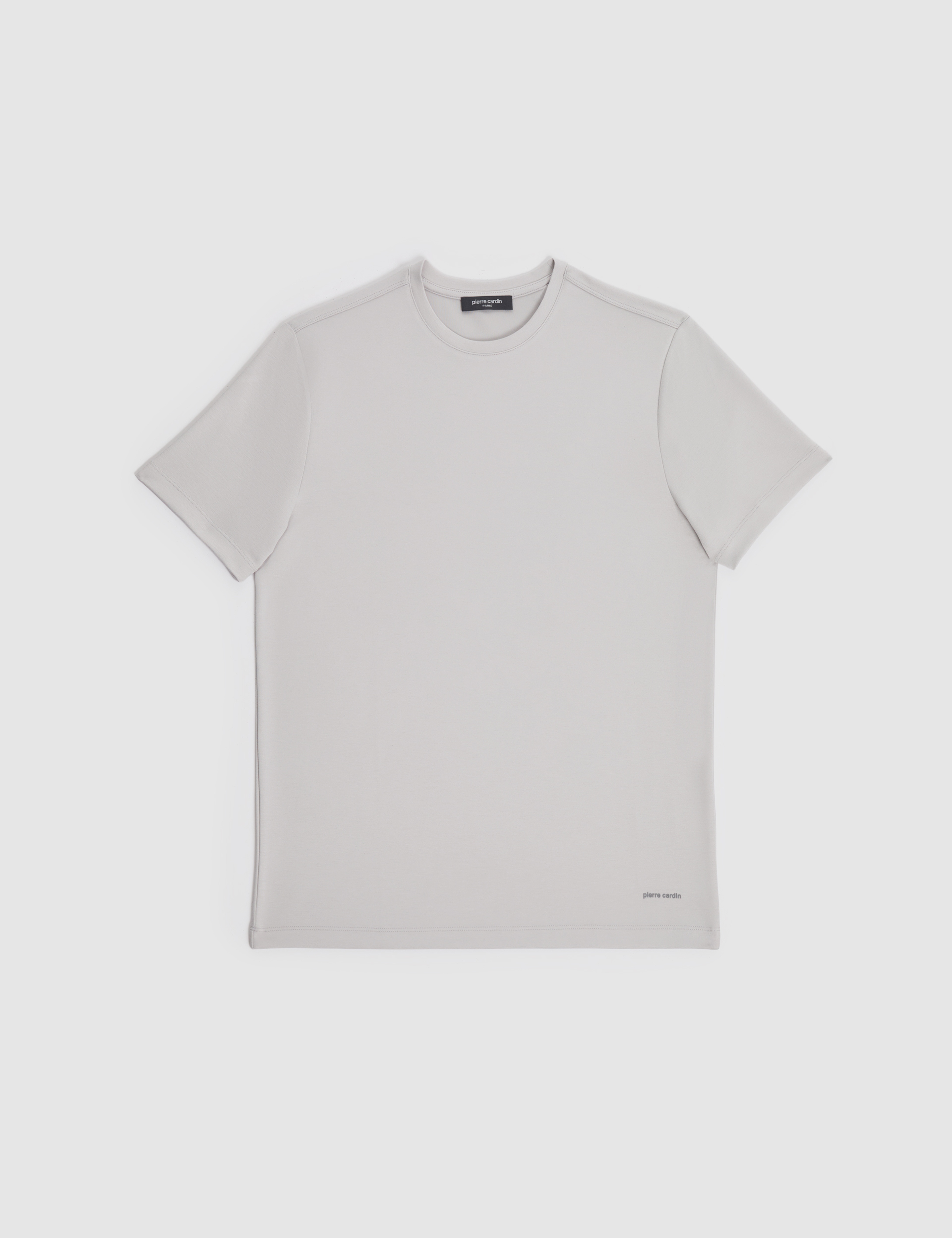 Açık Gri Regular Fit Bisiklet Yaka Basic Tişört