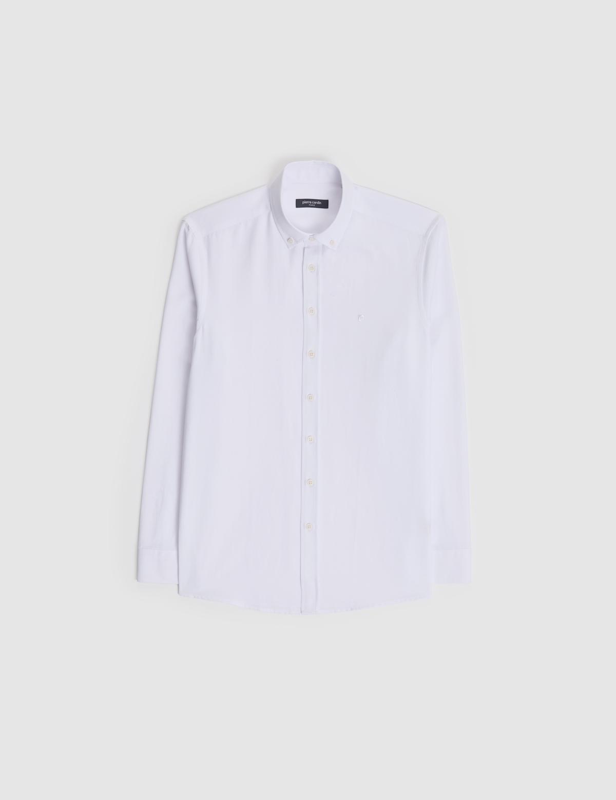 Beyaz Oxford Slim Fit Kolay Ütülenebilir Gömlek - 50325365008