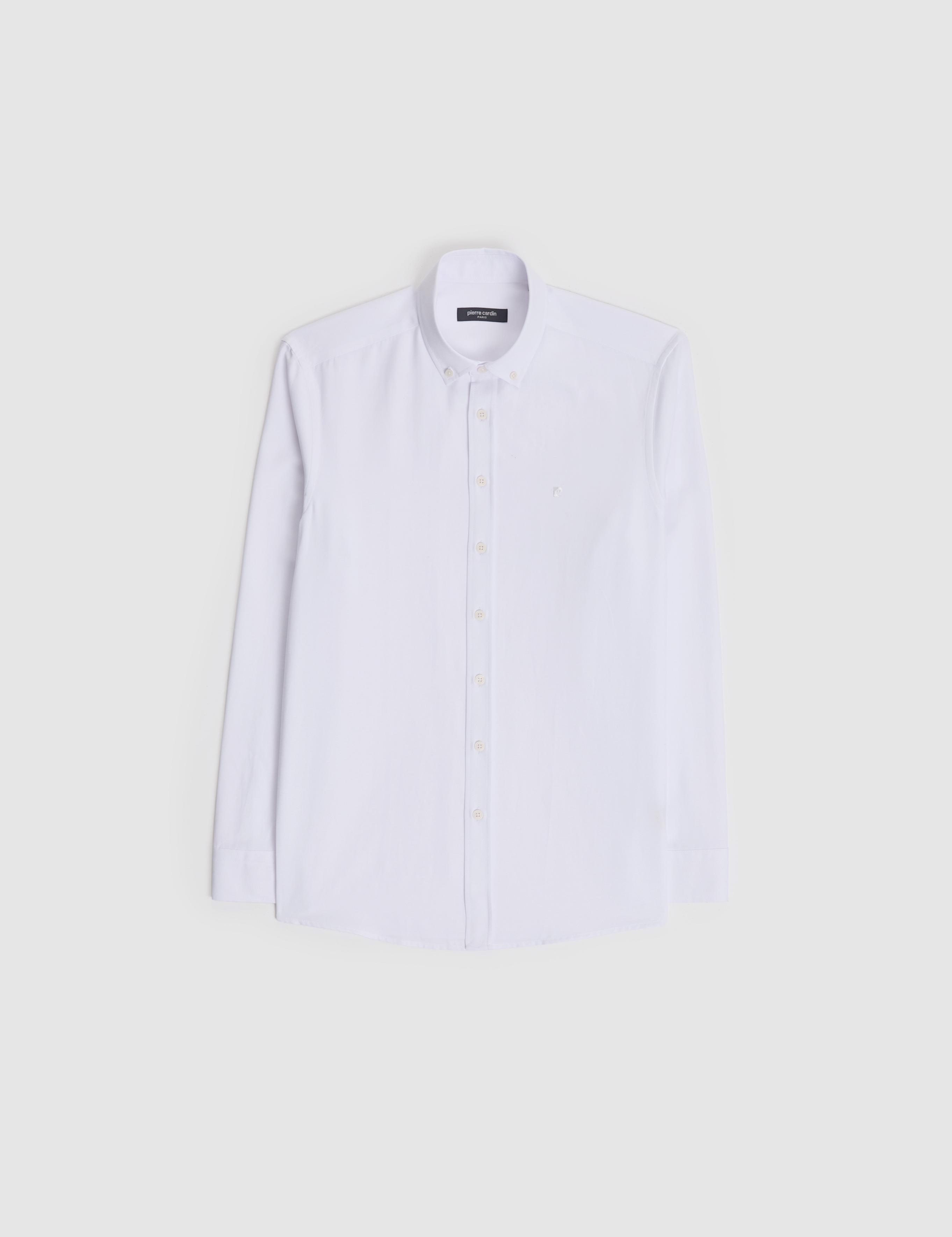Beyaz Oxford Slim Fit Kolay Ütülenebilir Gömlek