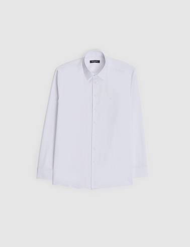 Beyaz Regular Fit Uzun Kollu Basic Gömlek