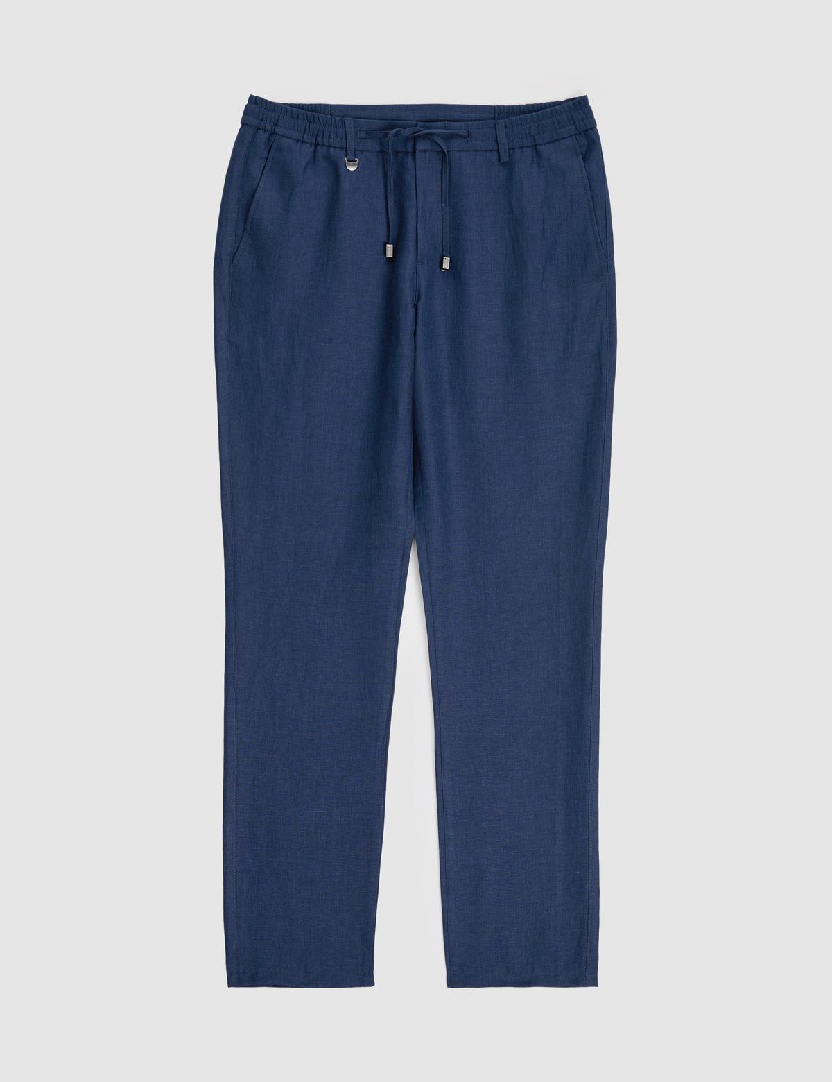 Lacivert Slim Fit Keten Karışımlı Pantolon - 50325164051