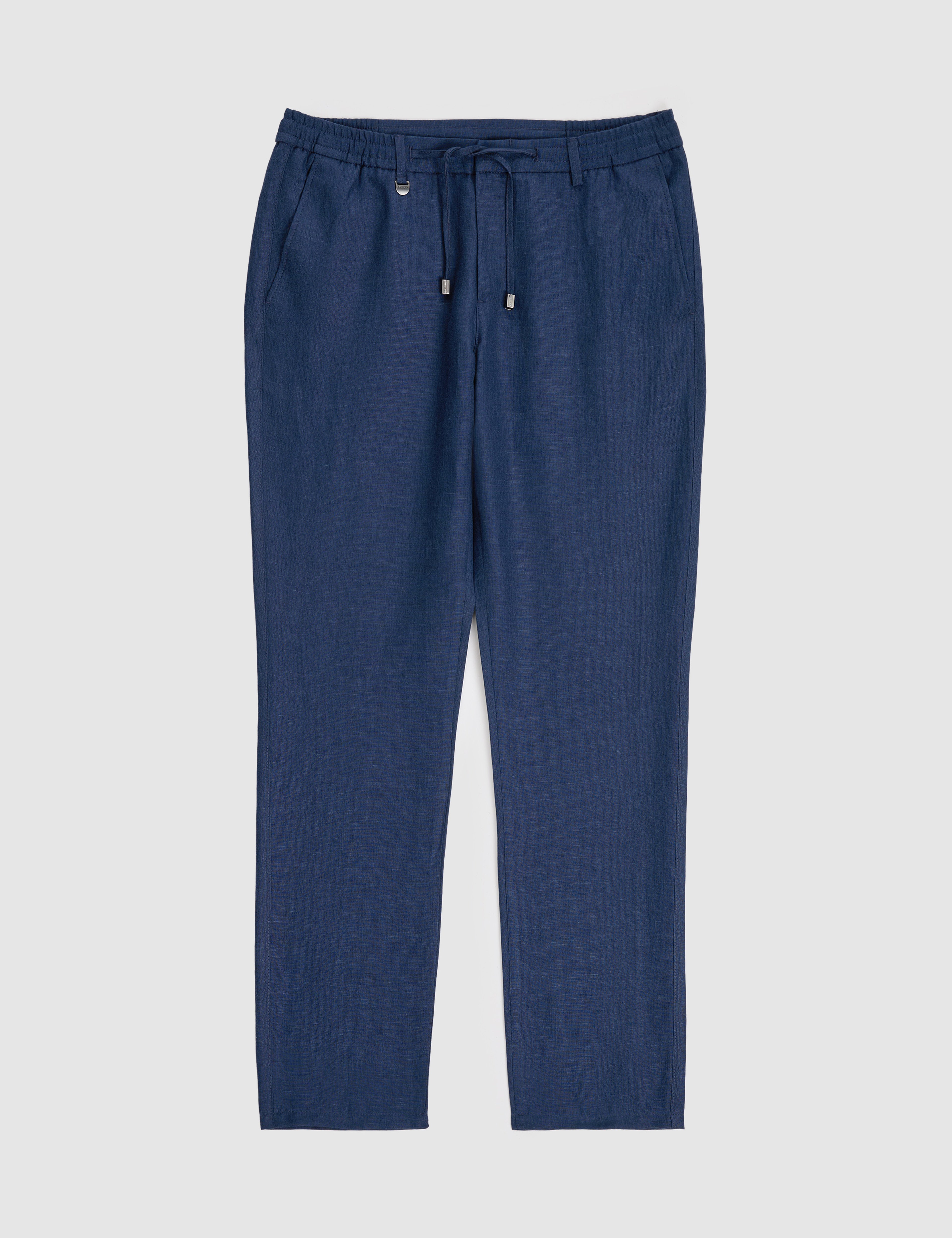 Lacivert Slim Fit Keten Karışımlı Pantolon