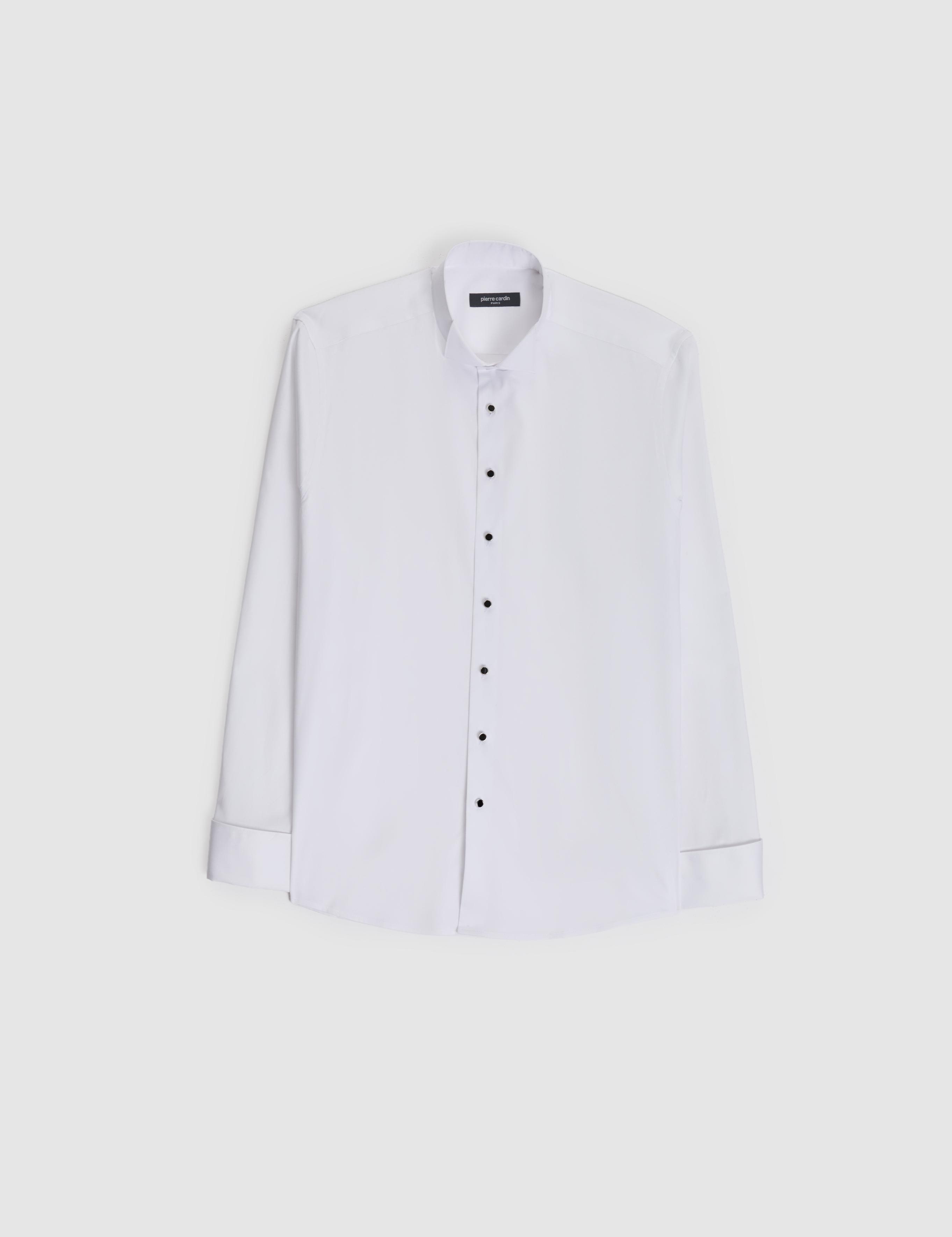 Beyaz Slim Fit Smokin Gömlek