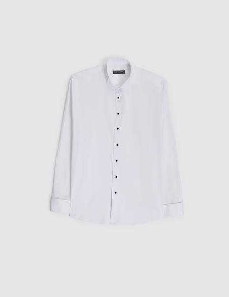 Beyaz Slim Fit Smokin Gömlek - 50324015002