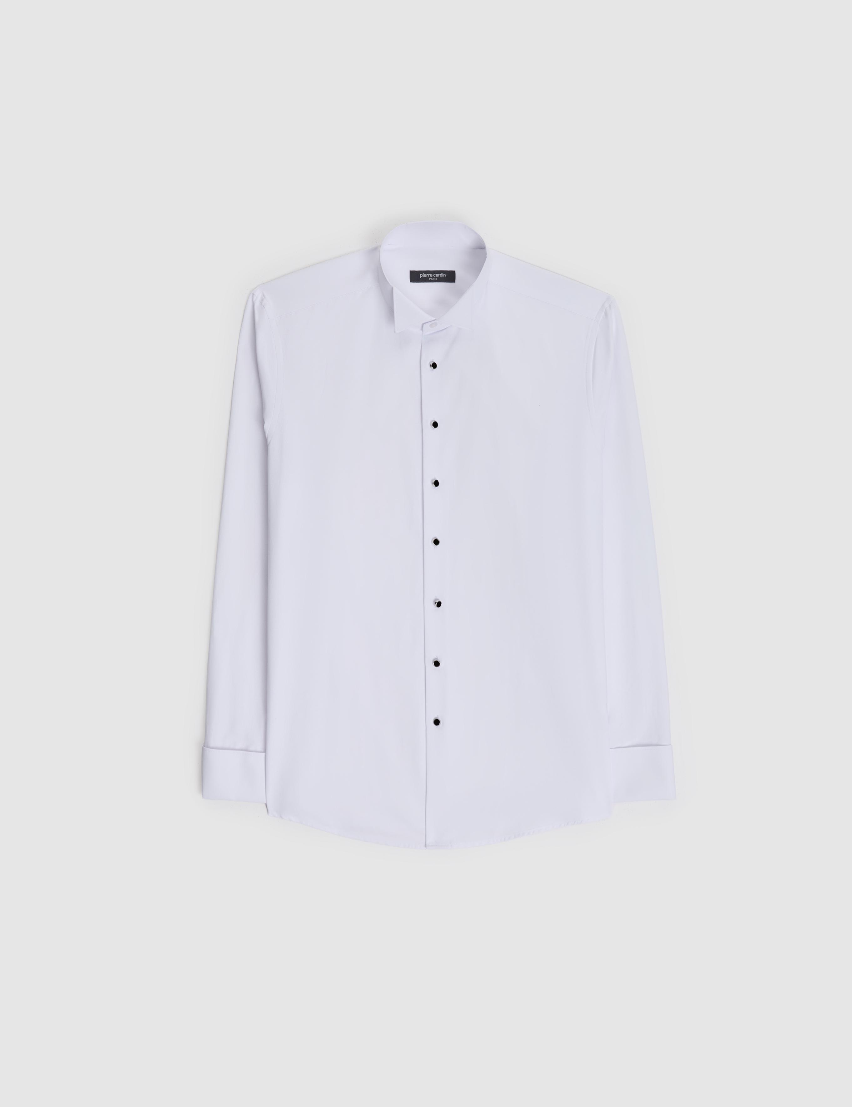 Beyaz Slim Fit Smokin Gömlek
