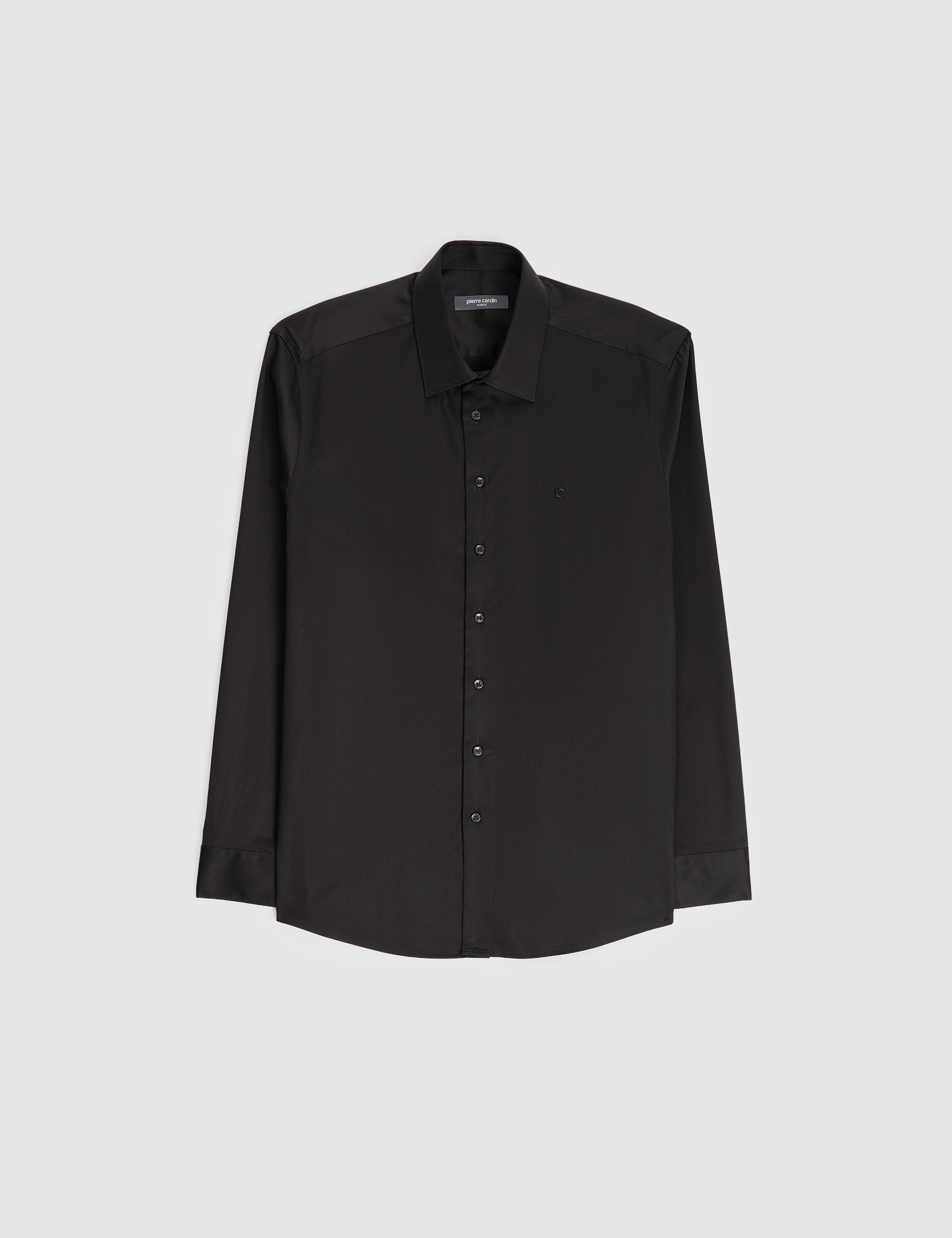 Siyah Slim Fit Uzun Kollu Esnek Basic Gömlek