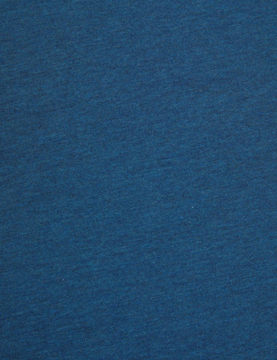 İndigo Melanj Slim Fit %100 Pamuk Bisiklet Yaka Basic Tişört