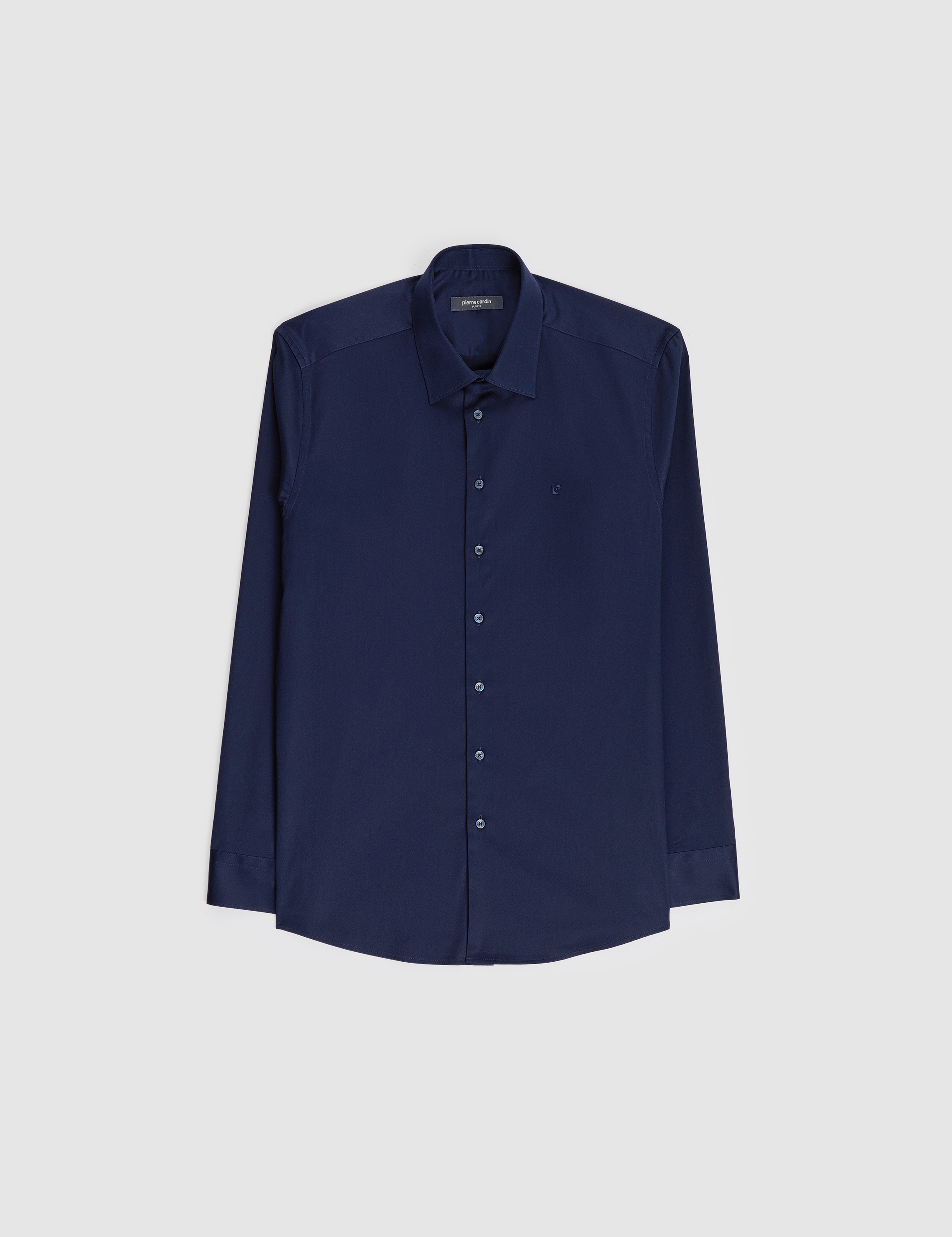 Lacivert Slim Fit Uzun Kollu Esnek Basic Gömlek - Image 6