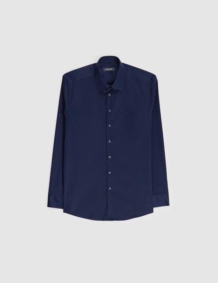 Lacivert Slim Fit Uzun Kollu Esnek Basic Gömlek - 50325162019