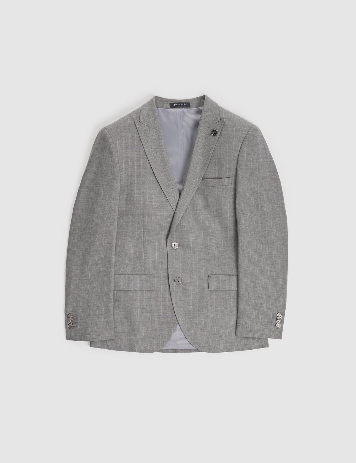 Füme Ex. Slim Fit Çizgili Takım Elbise - 50325234005