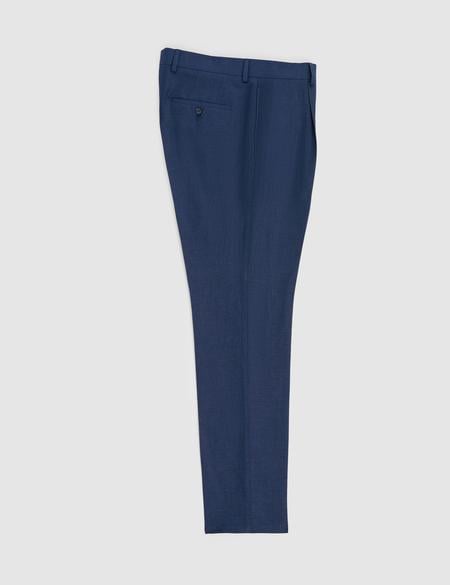 Lacivert Slim Fit Keten Karışımlı Pileli Pantolon - 50325165089
