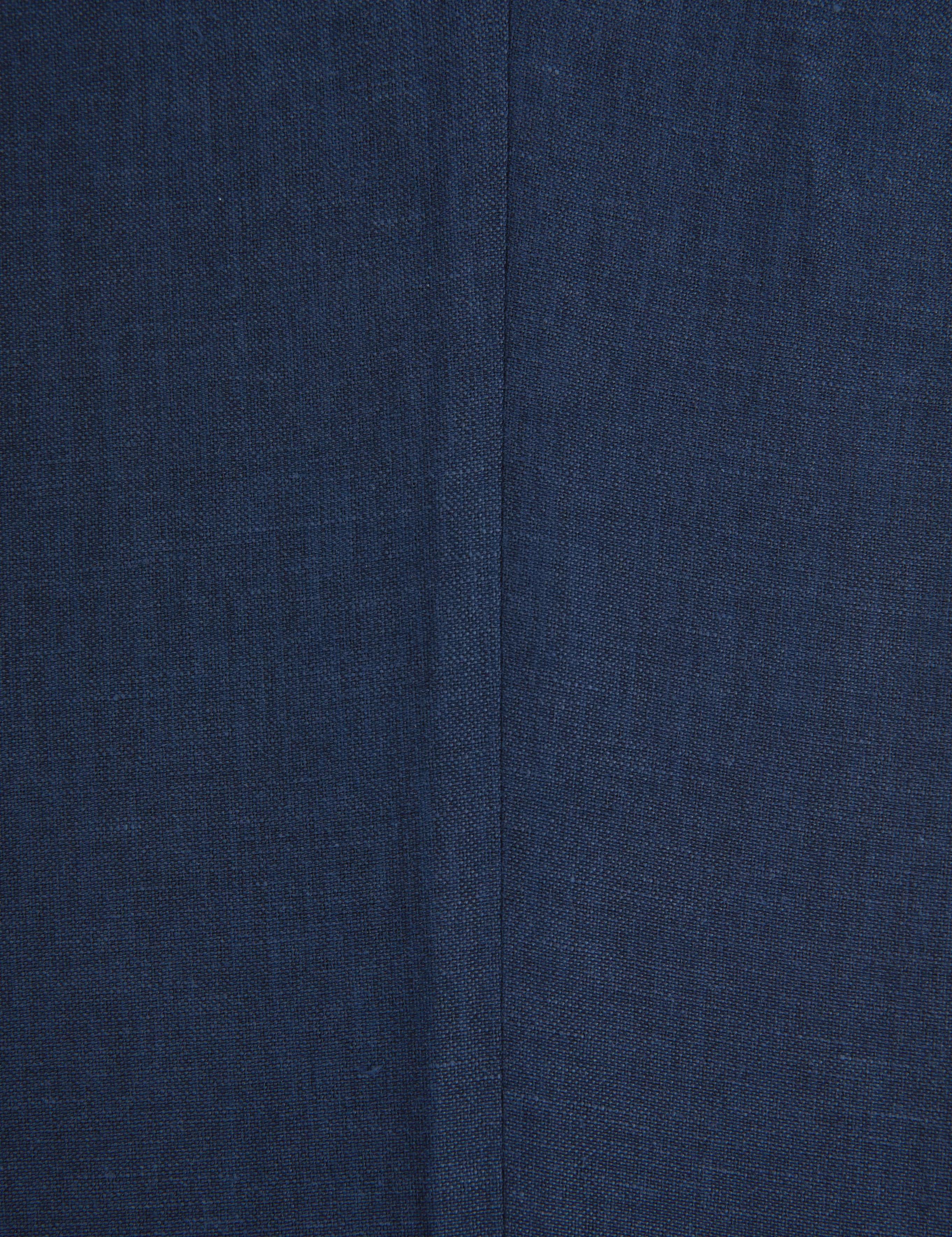 Lacivert Slim Fit Keten Karışımlı Pileli Pantolon