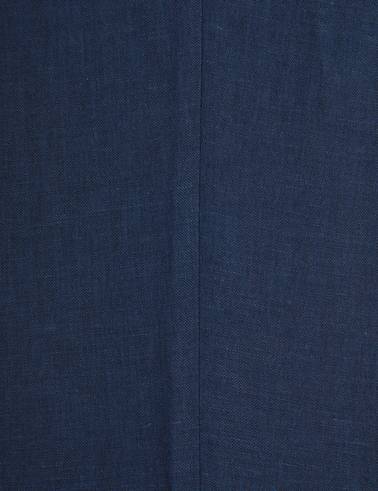Lacivert Slim Fit Keten Karışımlı Pileli Pantolon
