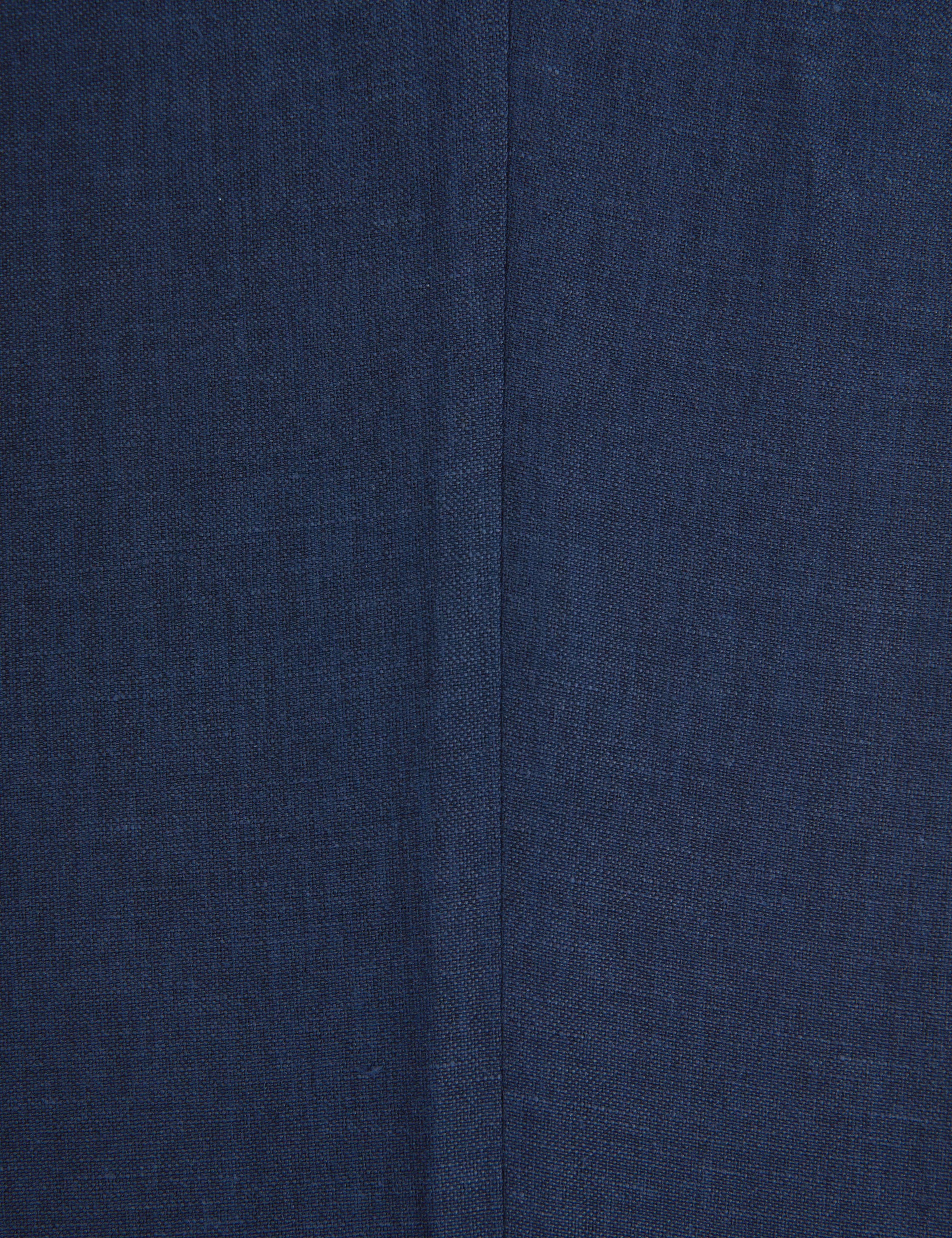Lacivert Slim Fit Keten Karışımlı Pileli Pantolon - Image 7
